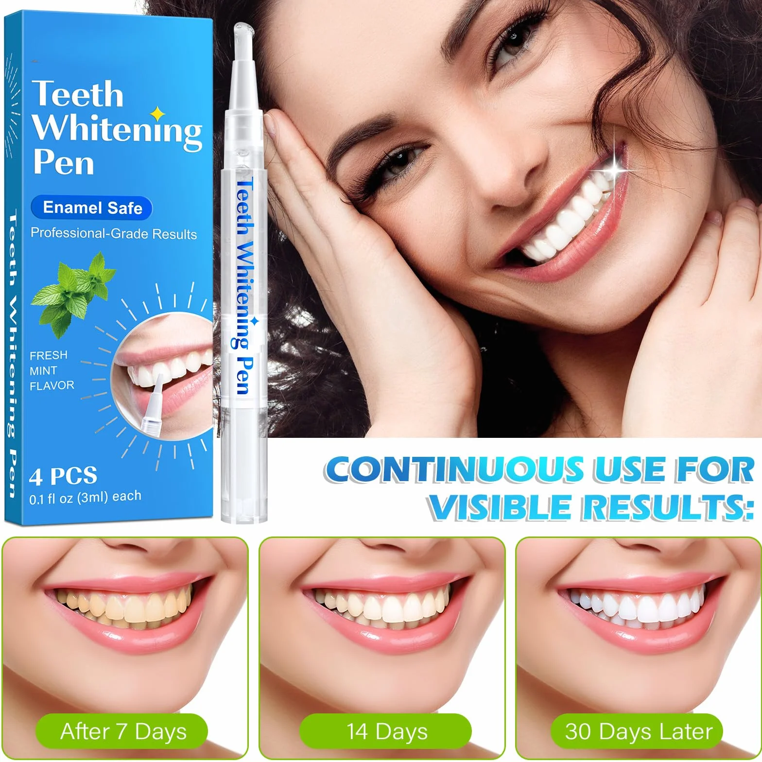 Penna Sbiancante Dei Denti 4-Pack, Gel Sbiancante Dei Denti - Veloce, Delicato, Sicuro Per Smalto, Naturale
