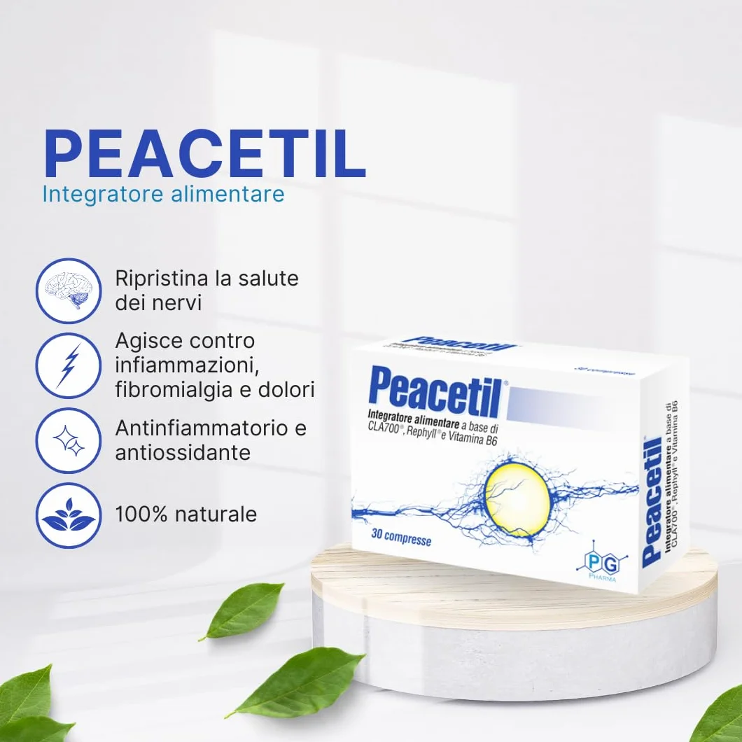 PG Pharma Integratore per Nervi Infiammati con L-Acetilcarnitina Curcumina Beta-Cariofillene Vitamina B6 30 Compresse