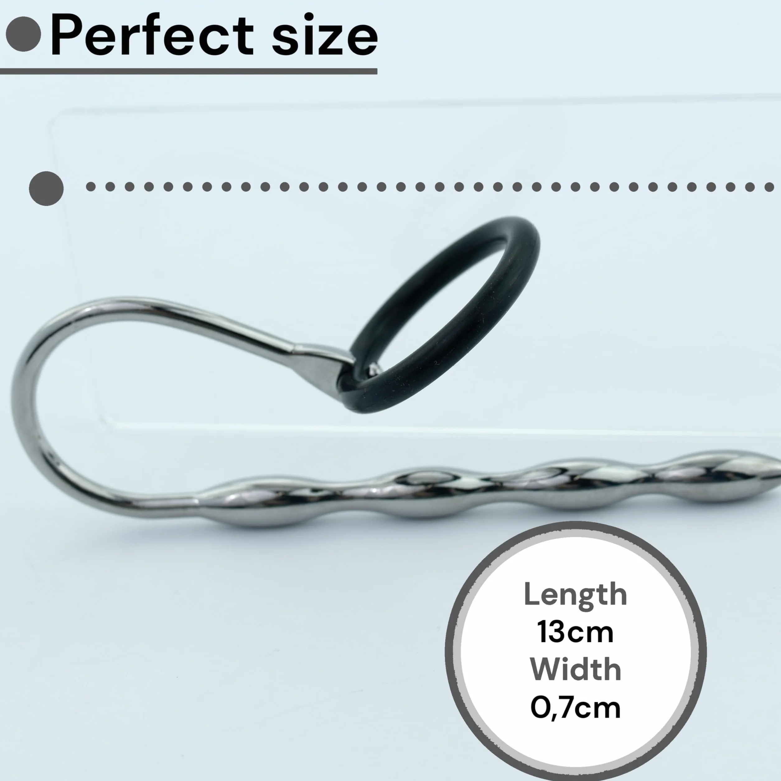 FOPS Dilatatore Uretrale Acciaio Inossidabile 12cm ⌀0.8cm Sonda Uretrale Maschile Sex Toy Uomo Anello Pene 2.5-3cm Urethral Plug Bordi Lisci Argento Per Piacere Intenso N16-23