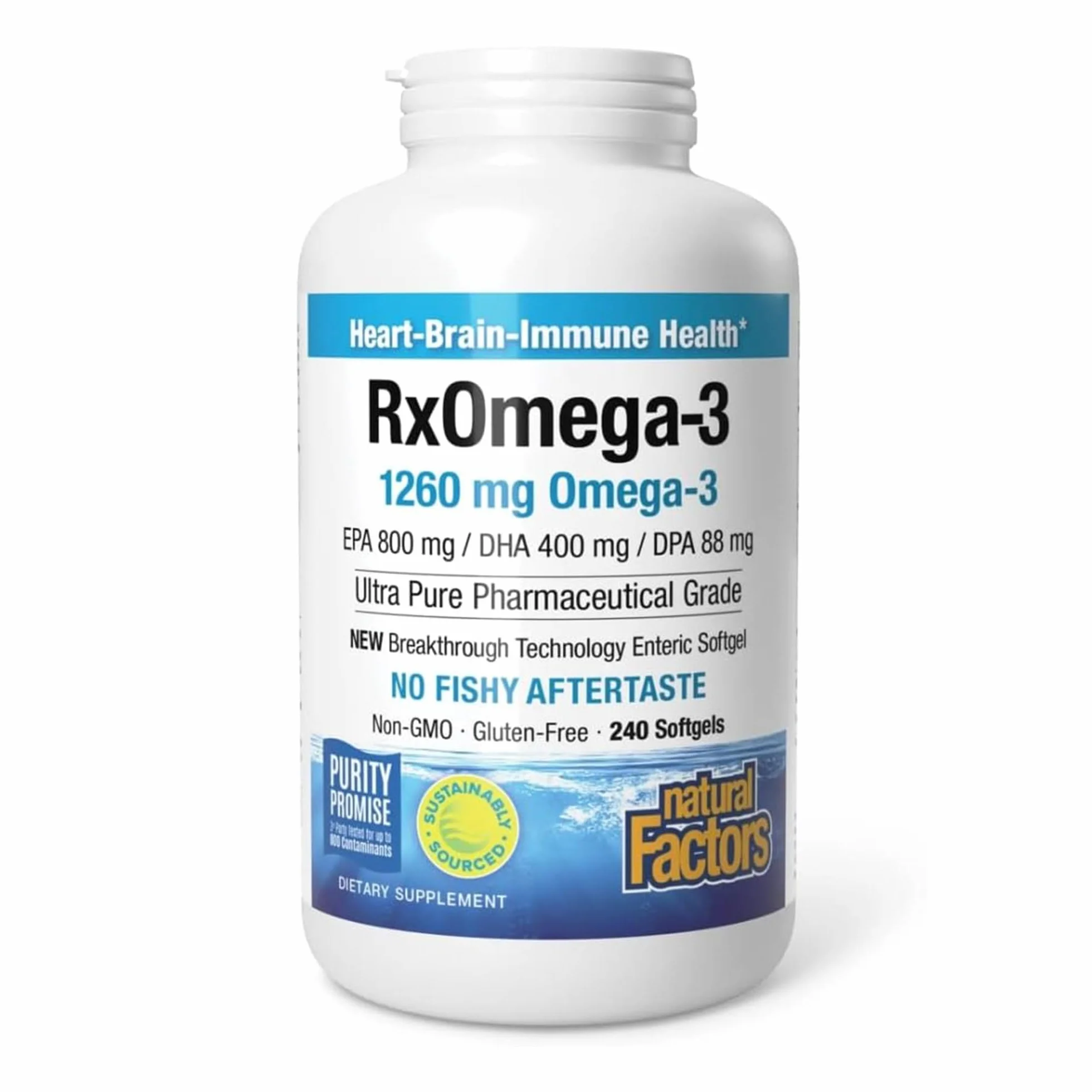 Rx Omega-3 Fish Oil 240 Enteripure Softgels EPA DHA Natural Factors