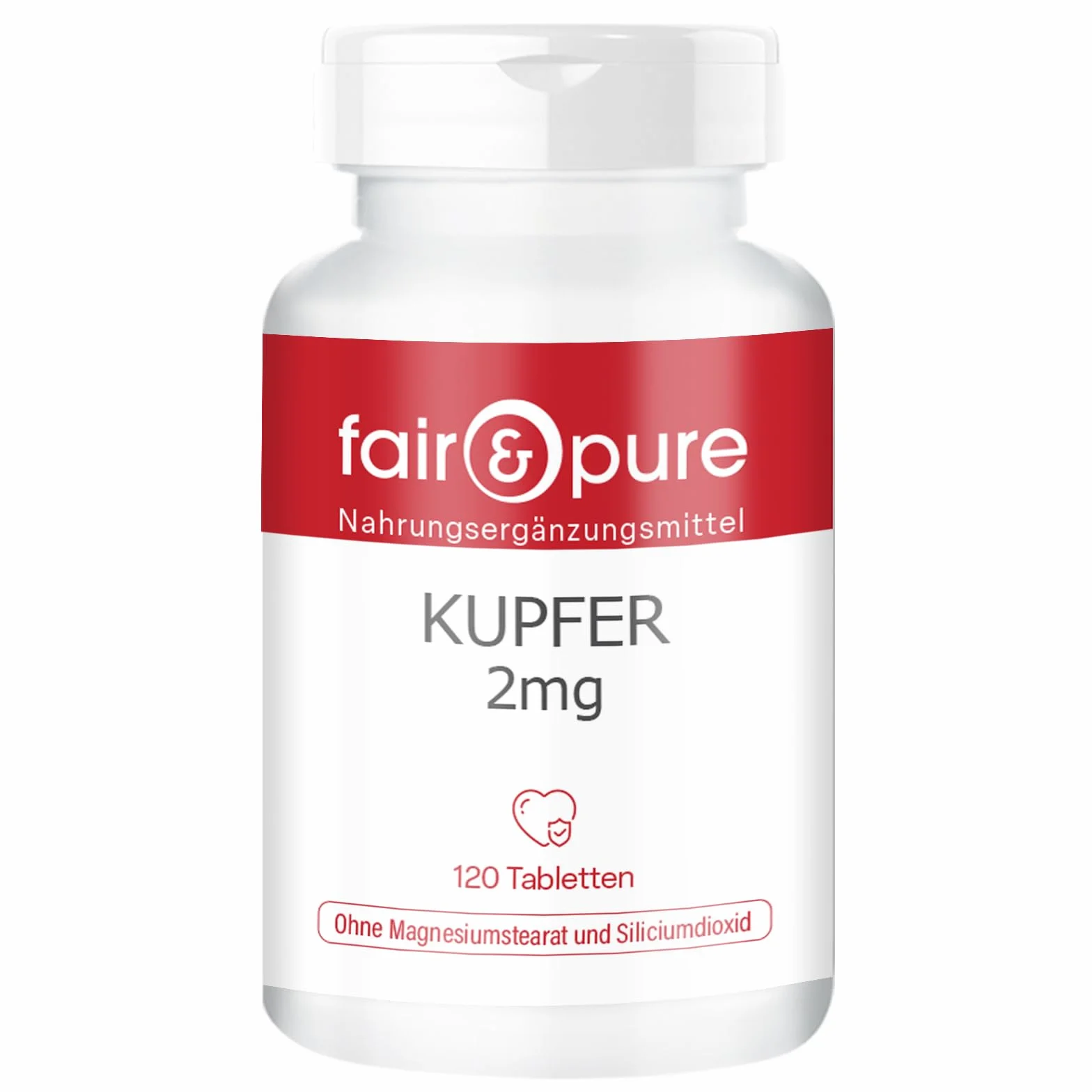 Fair & Pure® - Rame bisglicinato 2mg - Integratore di rame - Buona disponibilità biologica - Vegan - 120 Compresse