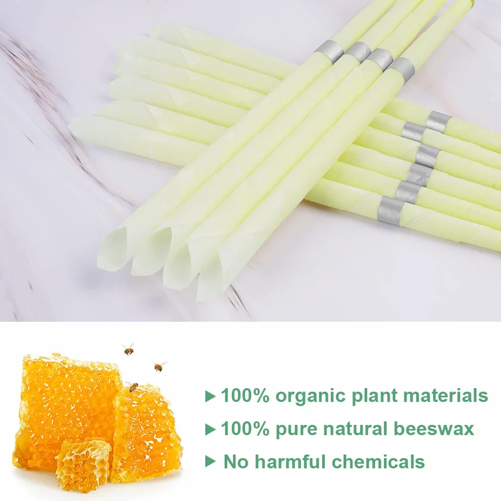 ACWOO Candele dell'orecchio 10 Pezzi Coni Cerume Kit Rimozione Cera d'api Naturale