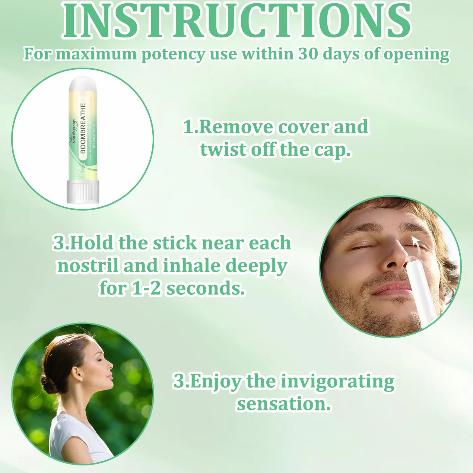 3 Pezzi Inalatore Thailandese Con Sensazione Di Freschezza Piccolo E Portatile Nasal Stick Perfetti per Lavoro, Studio O Viaggi