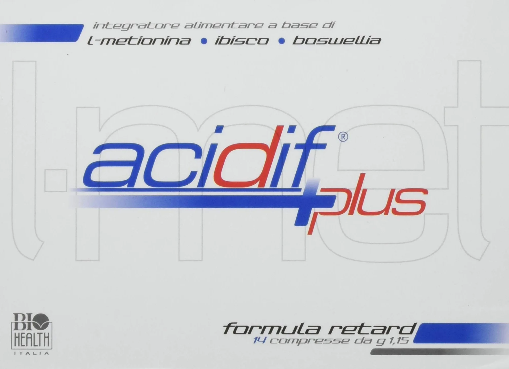 Acidif Plus® - Integratore Alimentare a Base di L-Metionina, Estratto Secco di Boswellia Serrata e Estratto Secco di Ibisco Favorisce Funzionalità Urinaria, 14 Compresse Retard senza Glutine/Lattosio