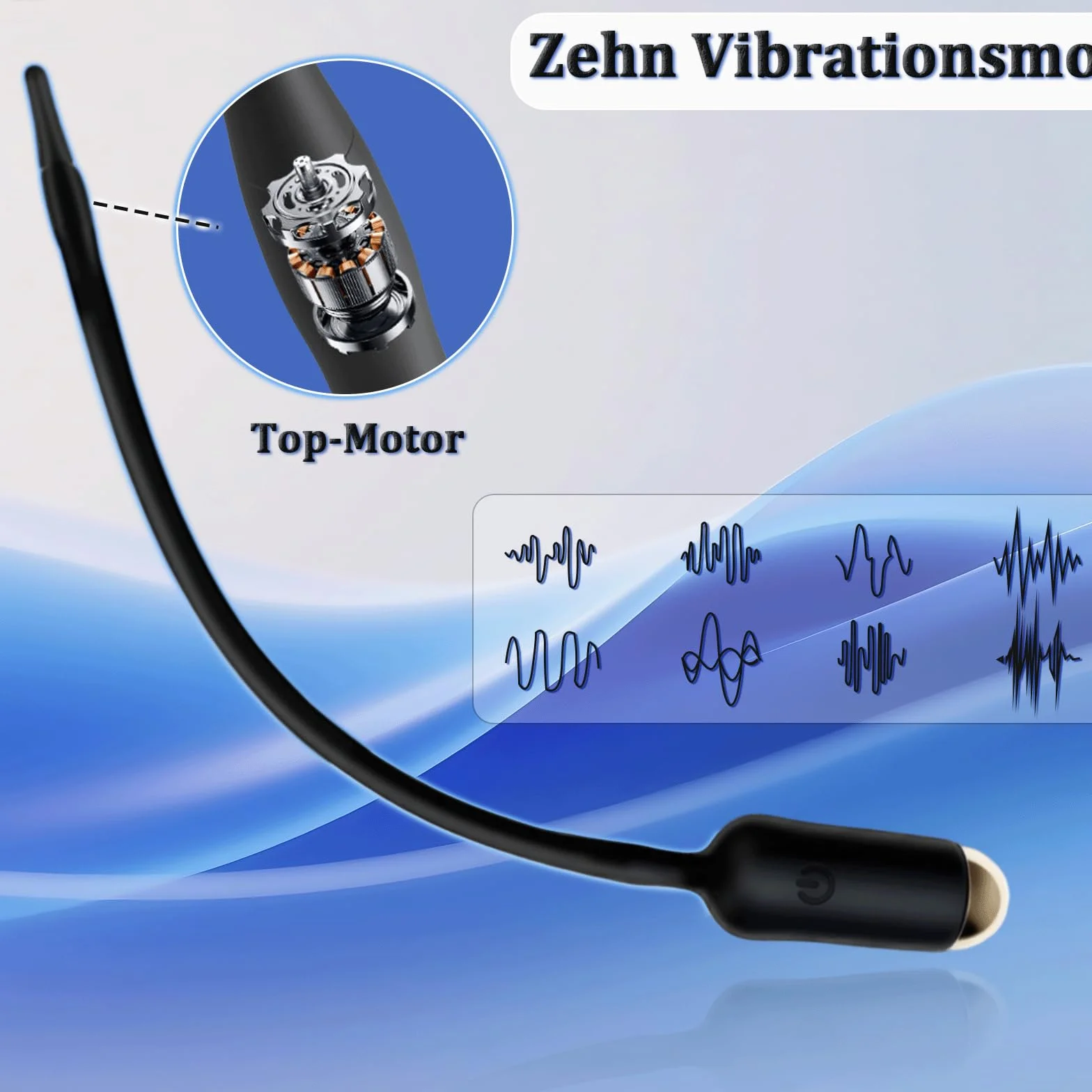 Vibratore Uretrale Silicone 10 Modalità di Vibrazione Dilatatore Uretrale Massaggio Prostatico Plug Uomo