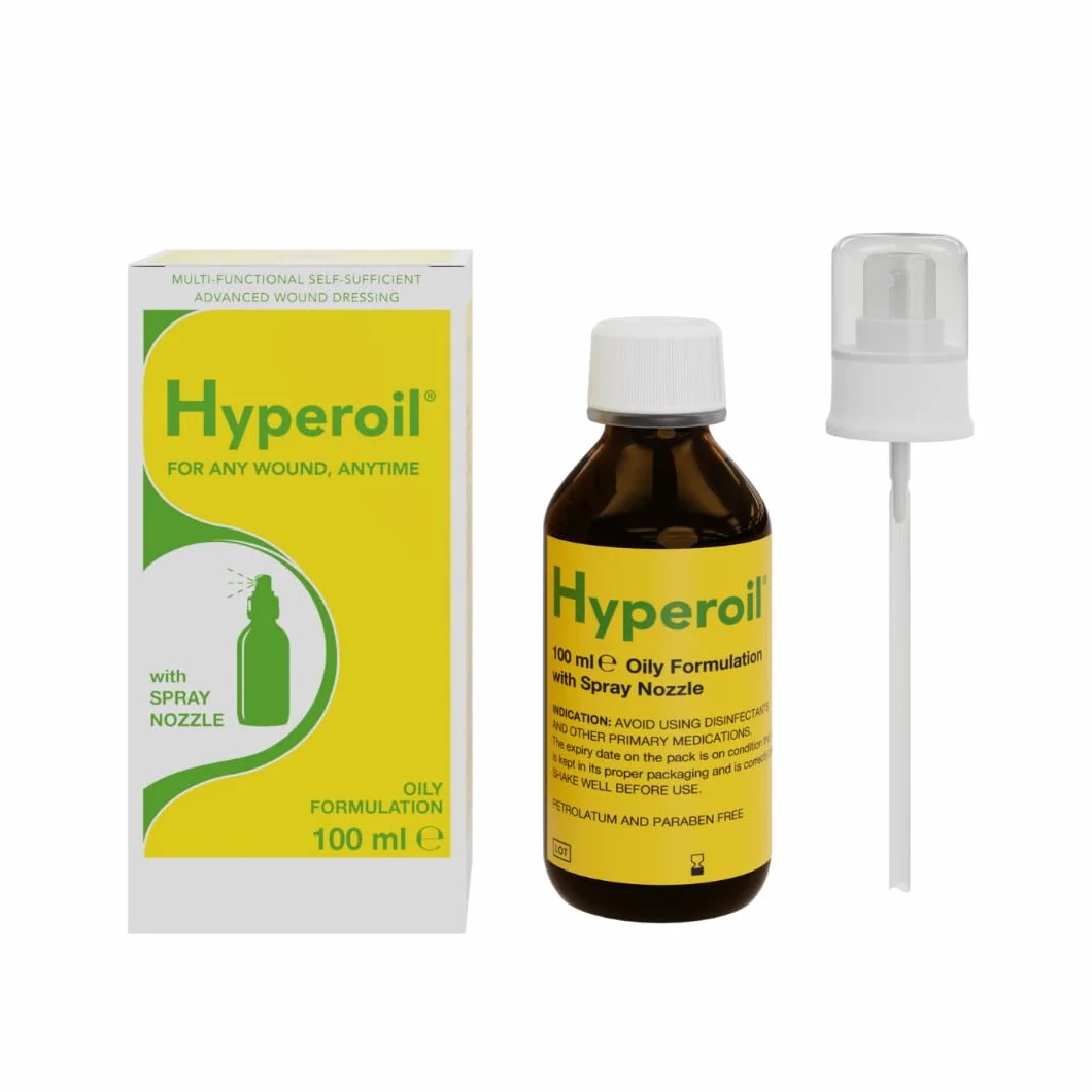 Hyperoil Olio Spray per Lesioni e Alterazioni Cutanee - Piaghe da decubito - Ustioni - Ferite - Dispositivo medico - 100 ml