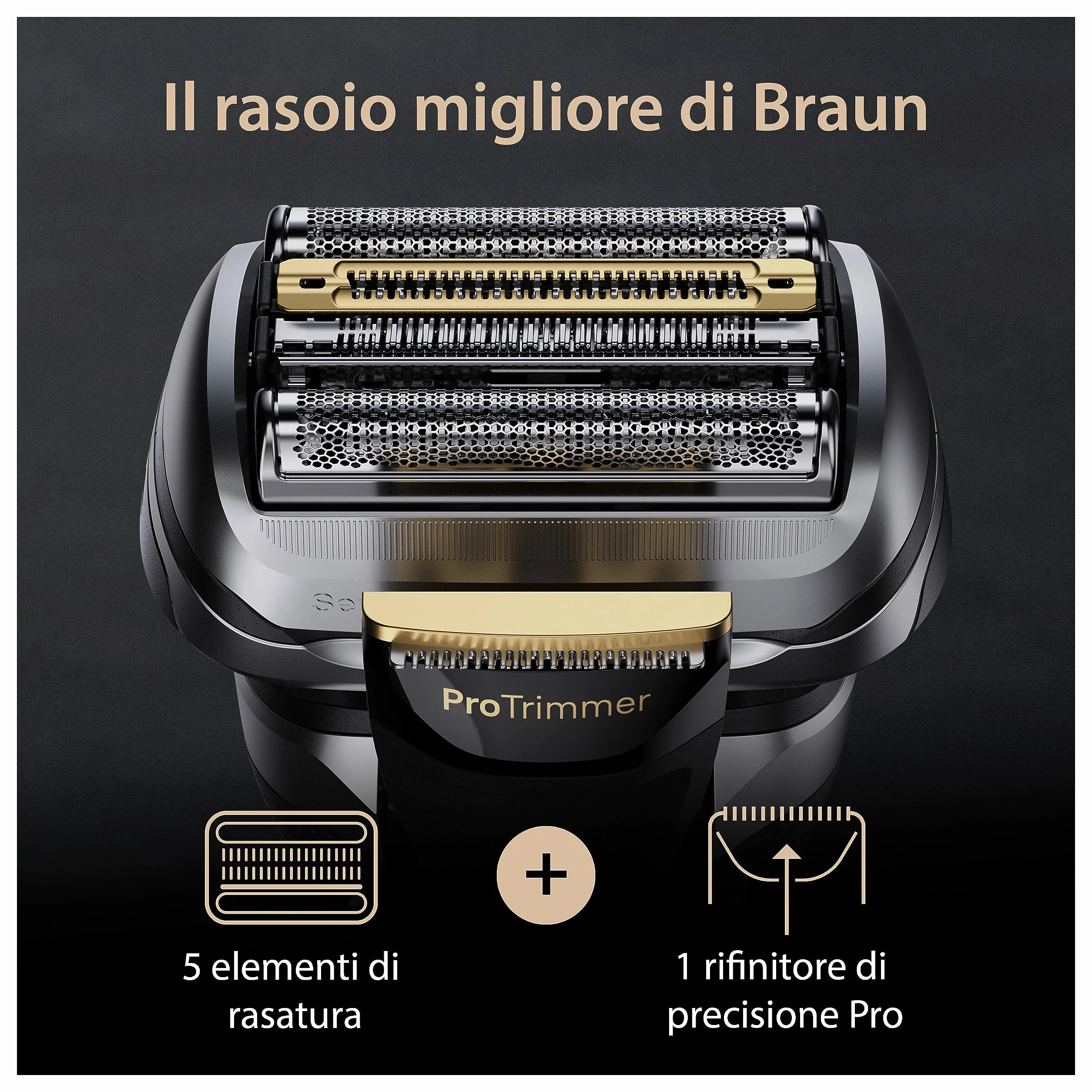 Braun Series 9 PRO+ Rasoio Elettrico Uomo, Impermeabile, Batteria Litio Ion, Serie 9567cc Argento