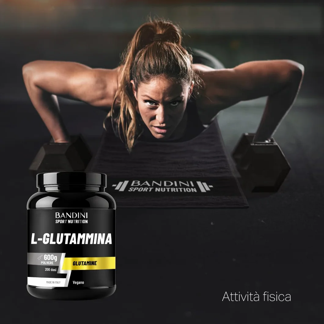 Bandini® L-Glutammina Pura in Polvere 600g - Aminoacido utile per Esercizi Fisici ad Alta Intensità - Rinforza la Massa Muscolare - Glutammina POWDER 100% Vegan