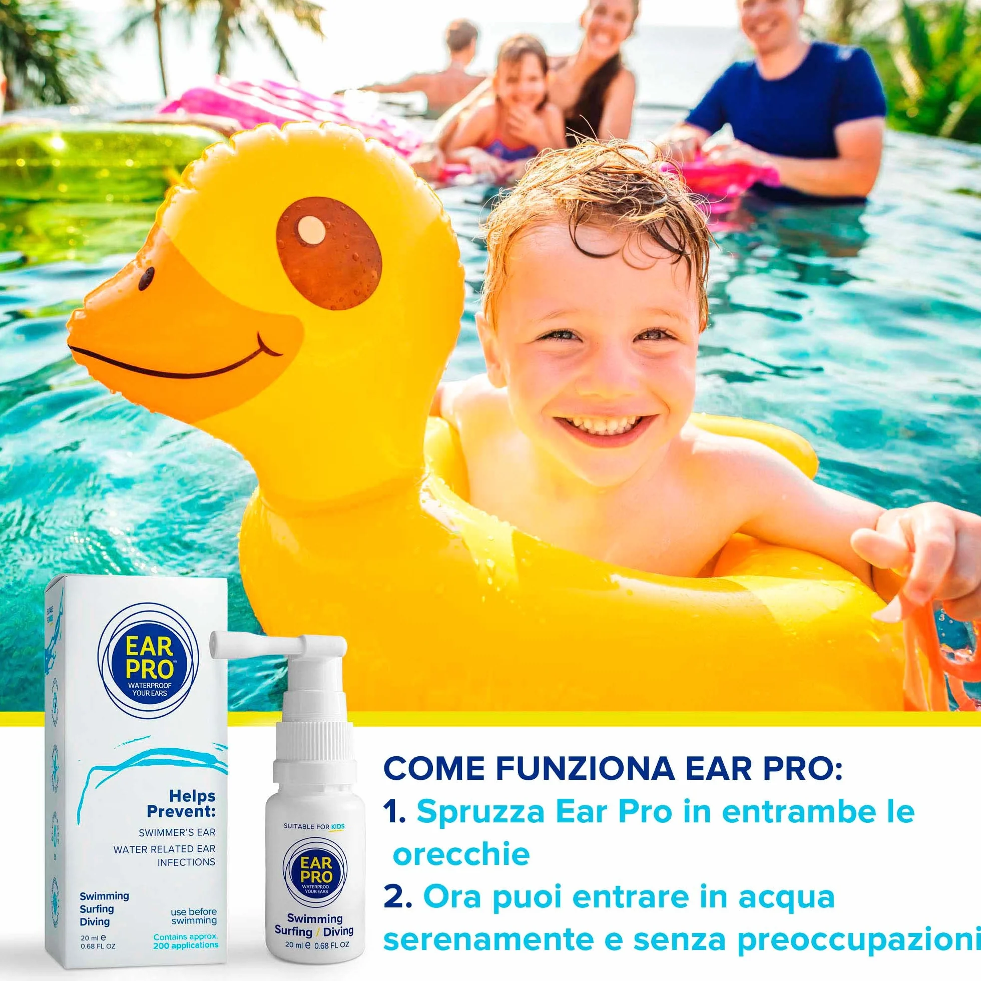 Ear Pro Natural Ear Protection Spray per bambini e adulti 200 applicazioni