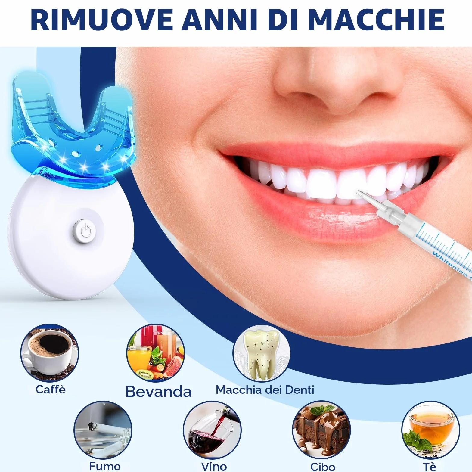 Profesjonalny Kit Sbiancante Denti LED 6 Gel + 2 Desensibilizzanti