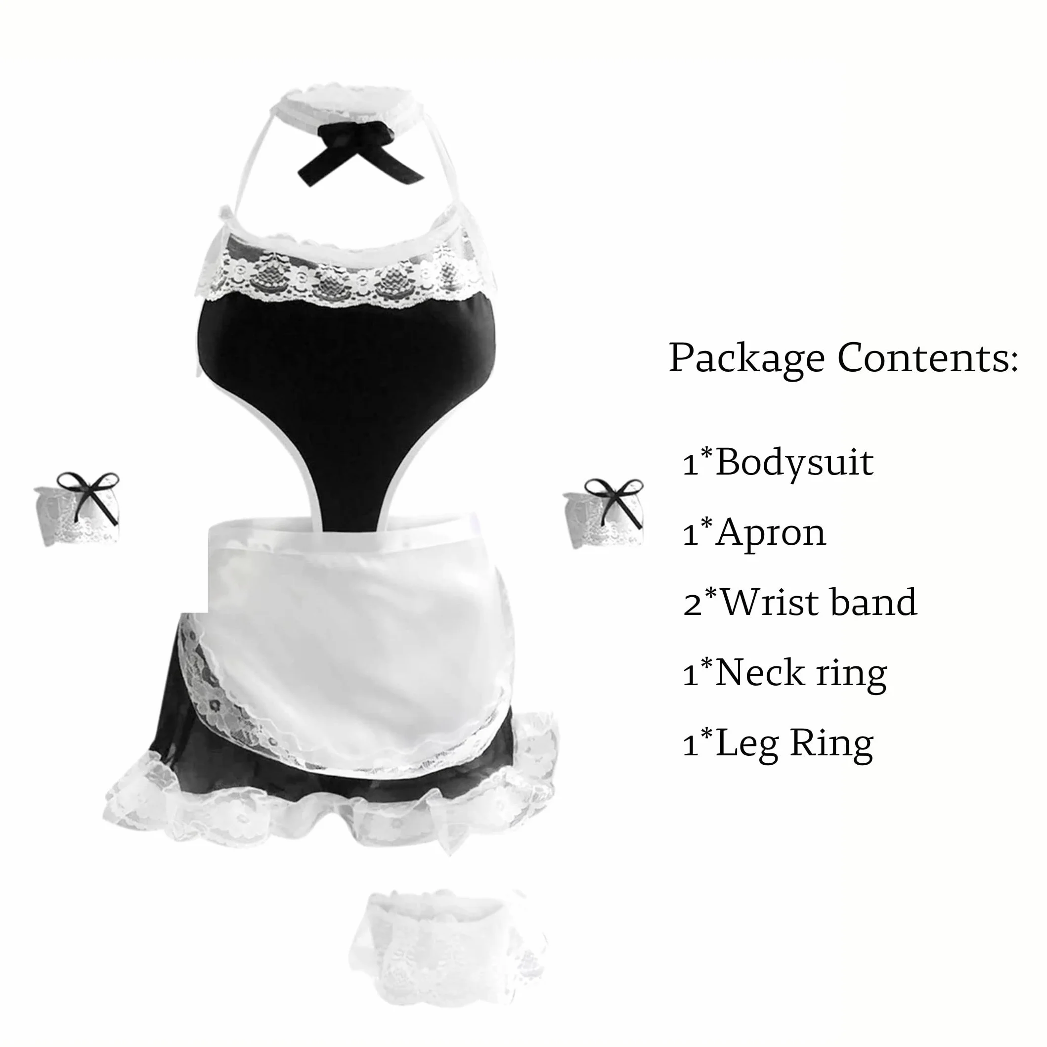 Costume sexy da donna in pizzo lingerie babydoll cameriera Halloween