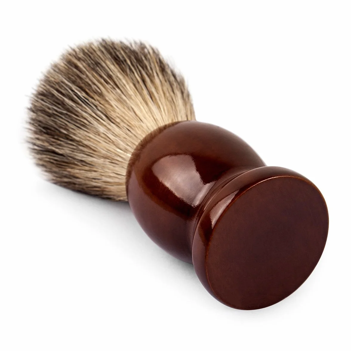 QSHAVE - Pennello da barba fatto a mano, setole di vero pelo di tasso puro al 100%, con vere setole di tasso, manico in legno La scelta migliore per una rasatura umida con rasoio.