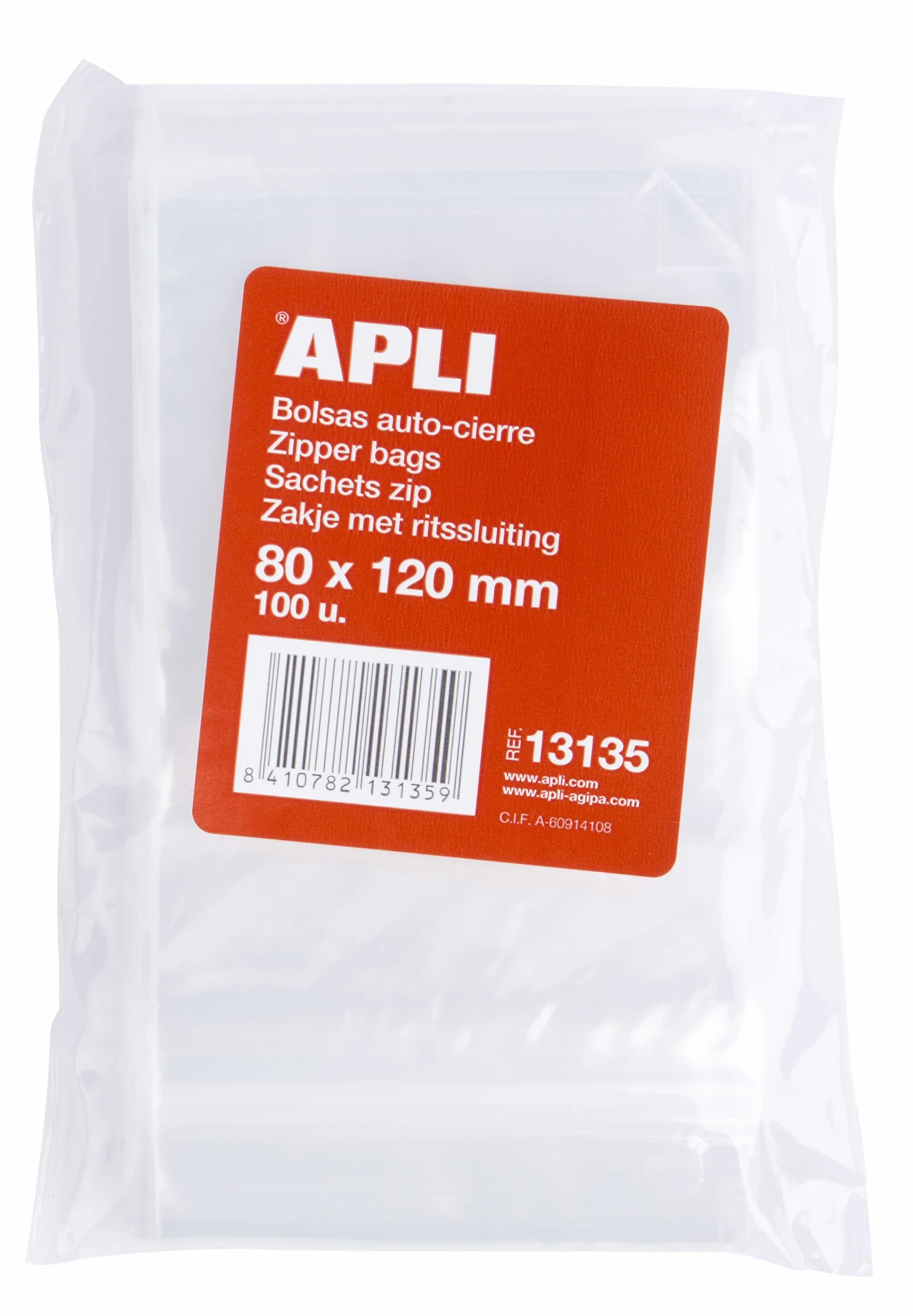 APLI Sacchetti di Plastica Richiudibili 80 x 120 mm Multicolore Confezione 100