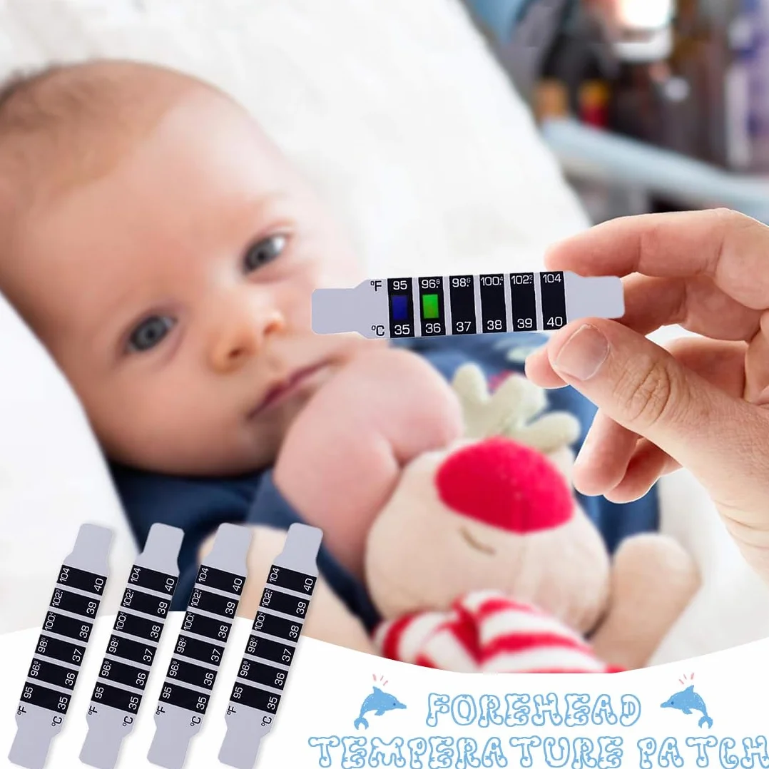Termometro Febbre Neonato, Striscia Temperatura Frontale Digitale Adesivo Riutilizzabile 20 Pezzi