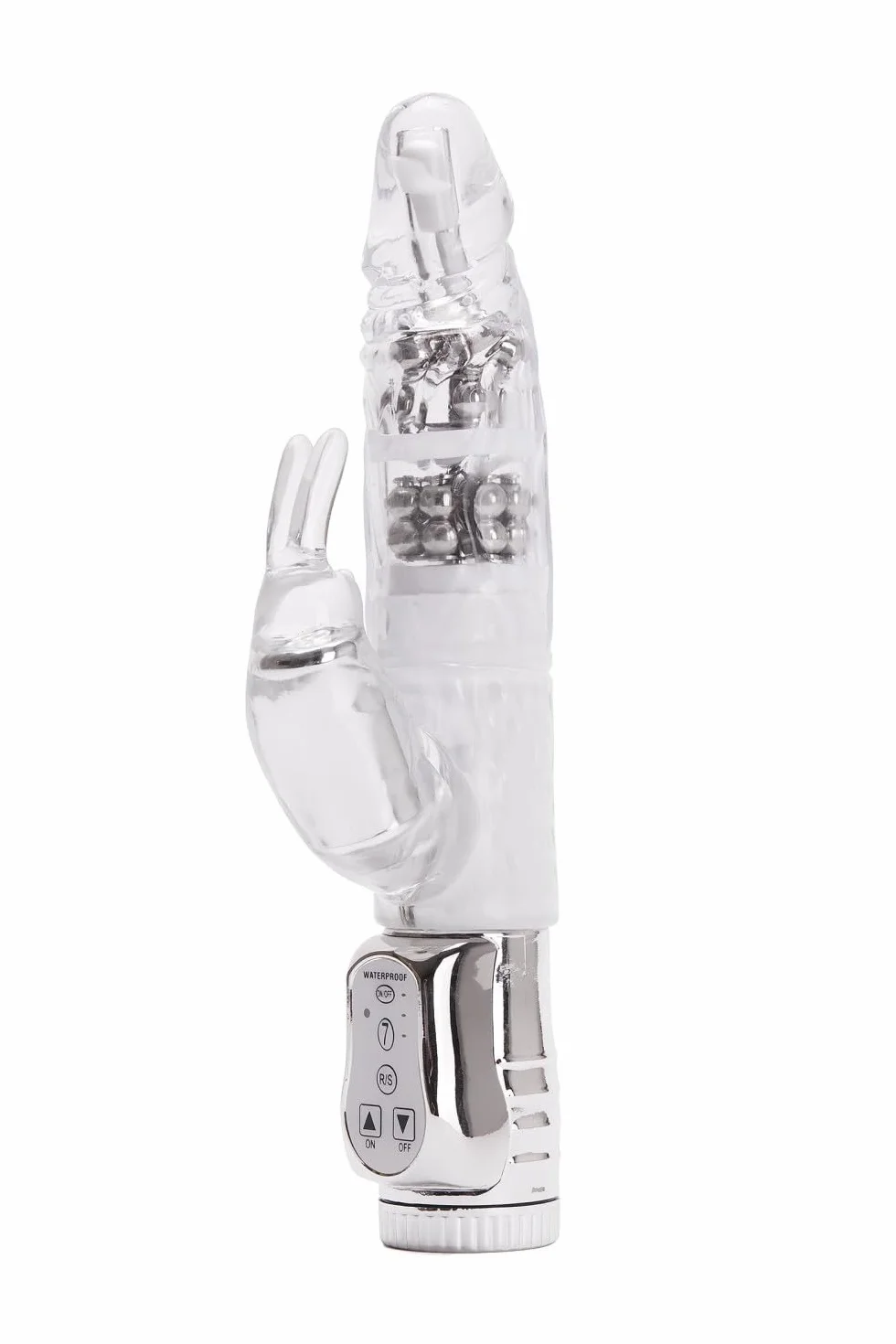 Ann Summers,Vibratore Rampant Rabbit Vibrator, quello rotante con perline da massaggio e vibratore a punta curva, funzionamento a batteria,Trasparente