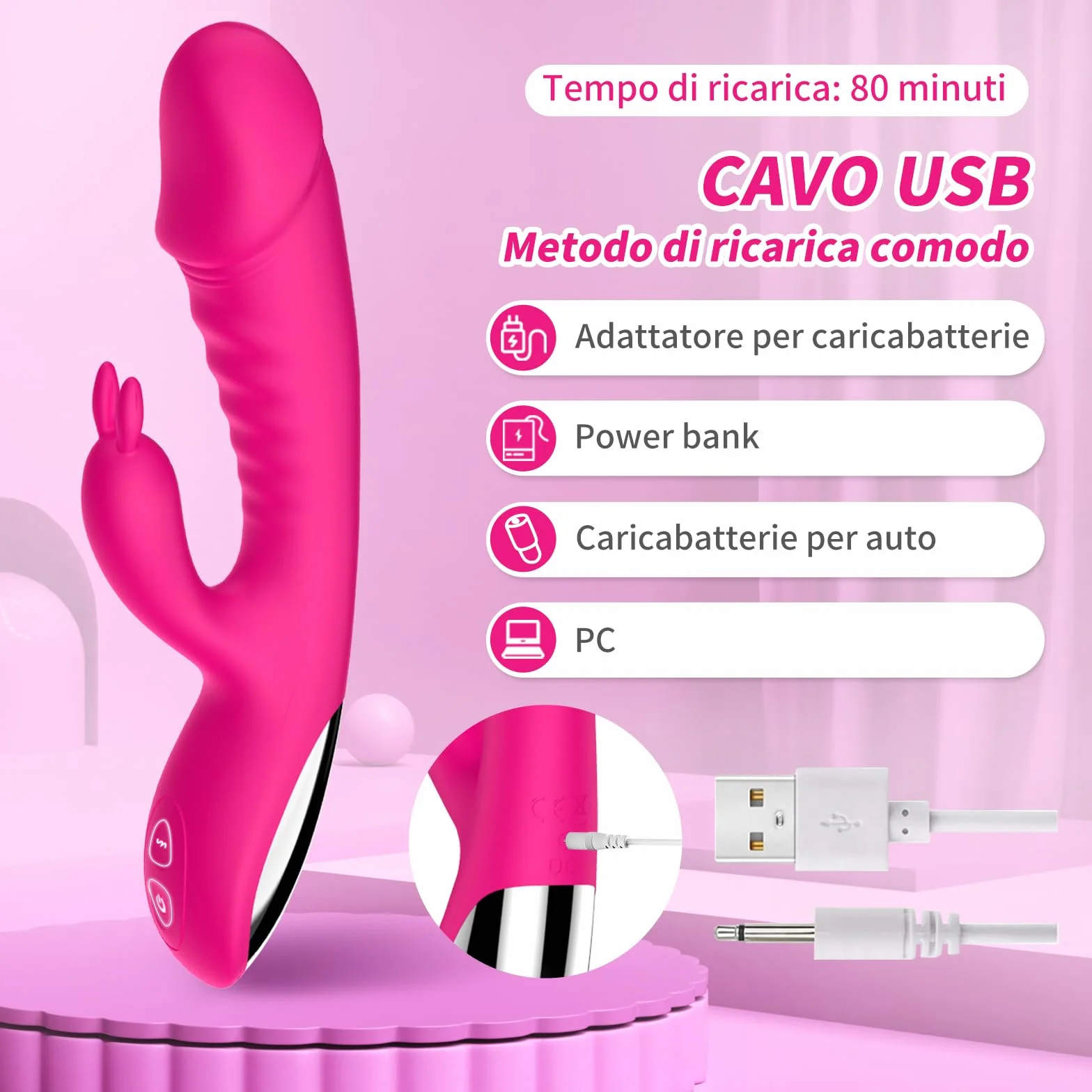 Vibratoreper Donna Professionale Clotoride Grandi Sex Toys Vibratoriper Donne Stimolatore per Clitoride Punto G Squirting Vibratore Rabbit Vibratori Donne 10 Modo Sexytoysys Donna Coppia (pink)