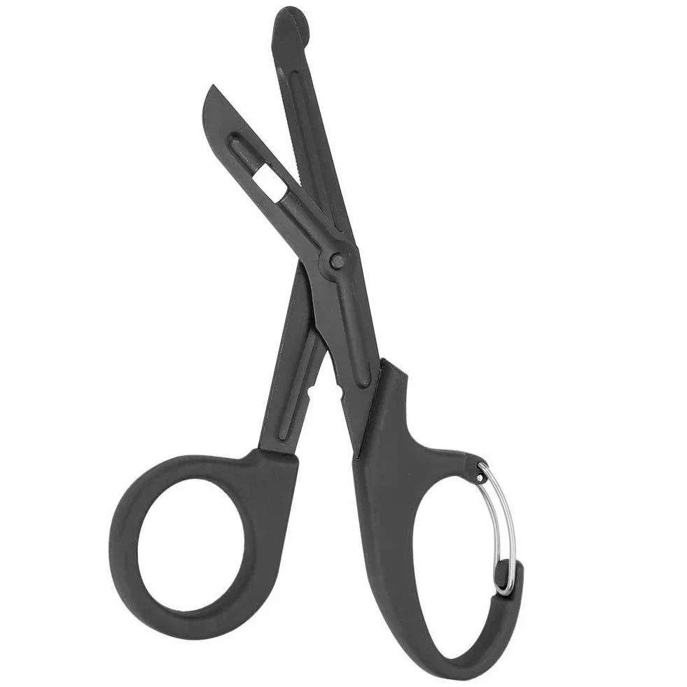 Forbici mediche, cesoie EMT e trauma, cesoie in titanio per fasciatura 7.2 '' Bent nero per infermieri, studenti di medicina, pronto soccorso (Nero)