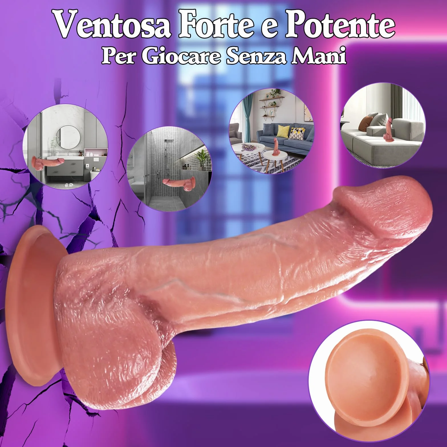 Dildo Realistico Sexytoysys Donna Uomo Coppia 19.5cm Pene Fallo Realistico Sex Toys Sessuali per Donna Coppia Punto G Squirting Dildo Classici Silicone Forte Ventosa Plug Anale Pene Finto per Donne