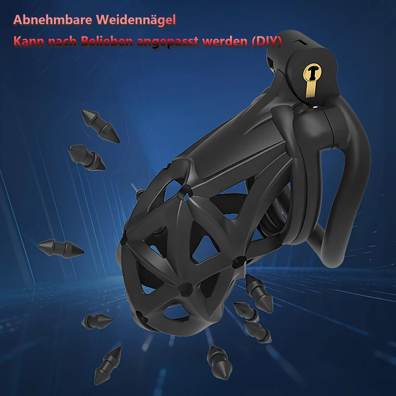 SeLgurFos Set di gabbia per il pene con 4 anelli per il pene Stampa 3D Ventilazione Gabbia di castità Uomo Gabbia per il cazzo piccolo SM Bondage Giocattoli del sesso per gli uomini (Short-Arc Ring)