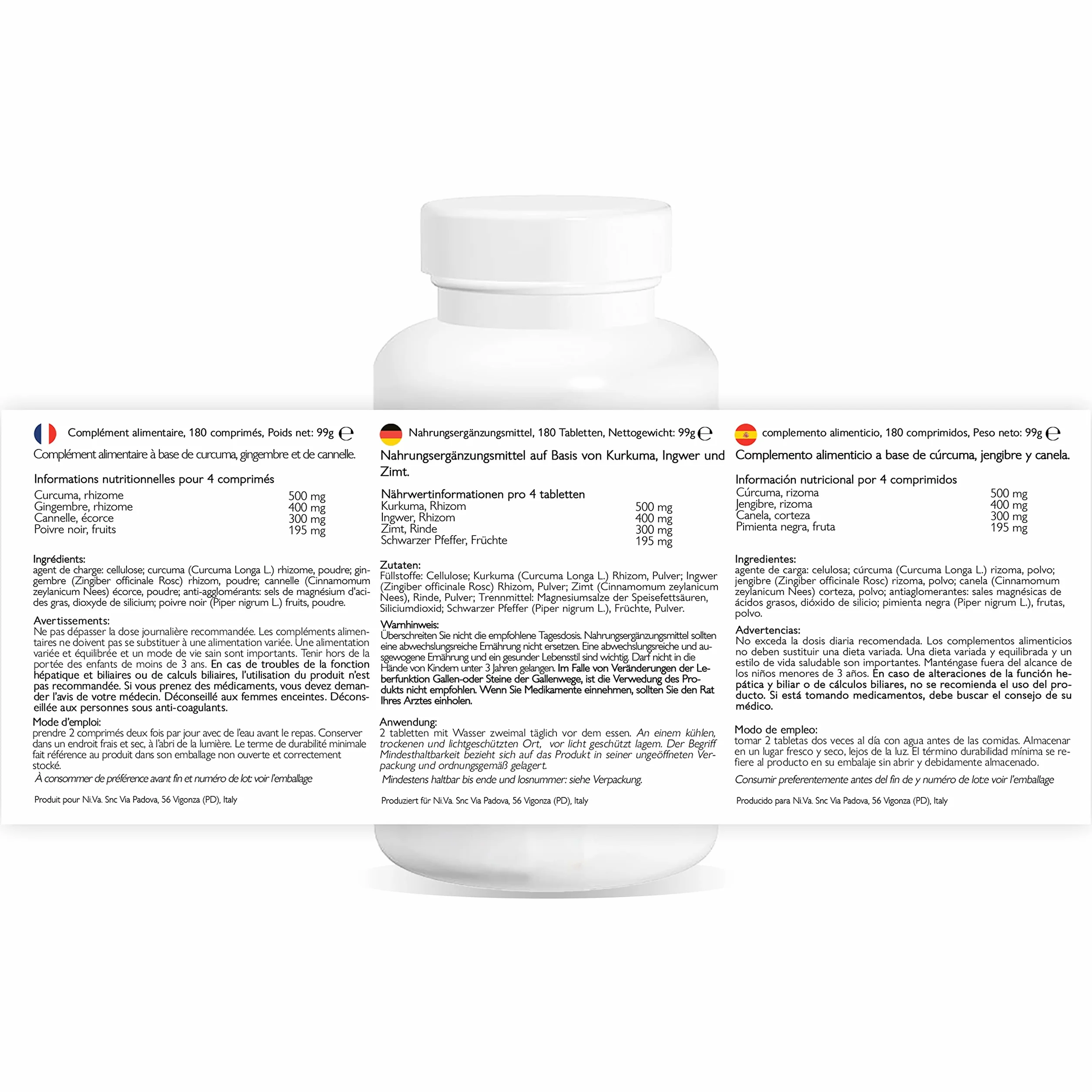 CURCUMA ZENZERO CANNELLA e pepe nero Line@ 180 compresse antiossidante digestione articolare