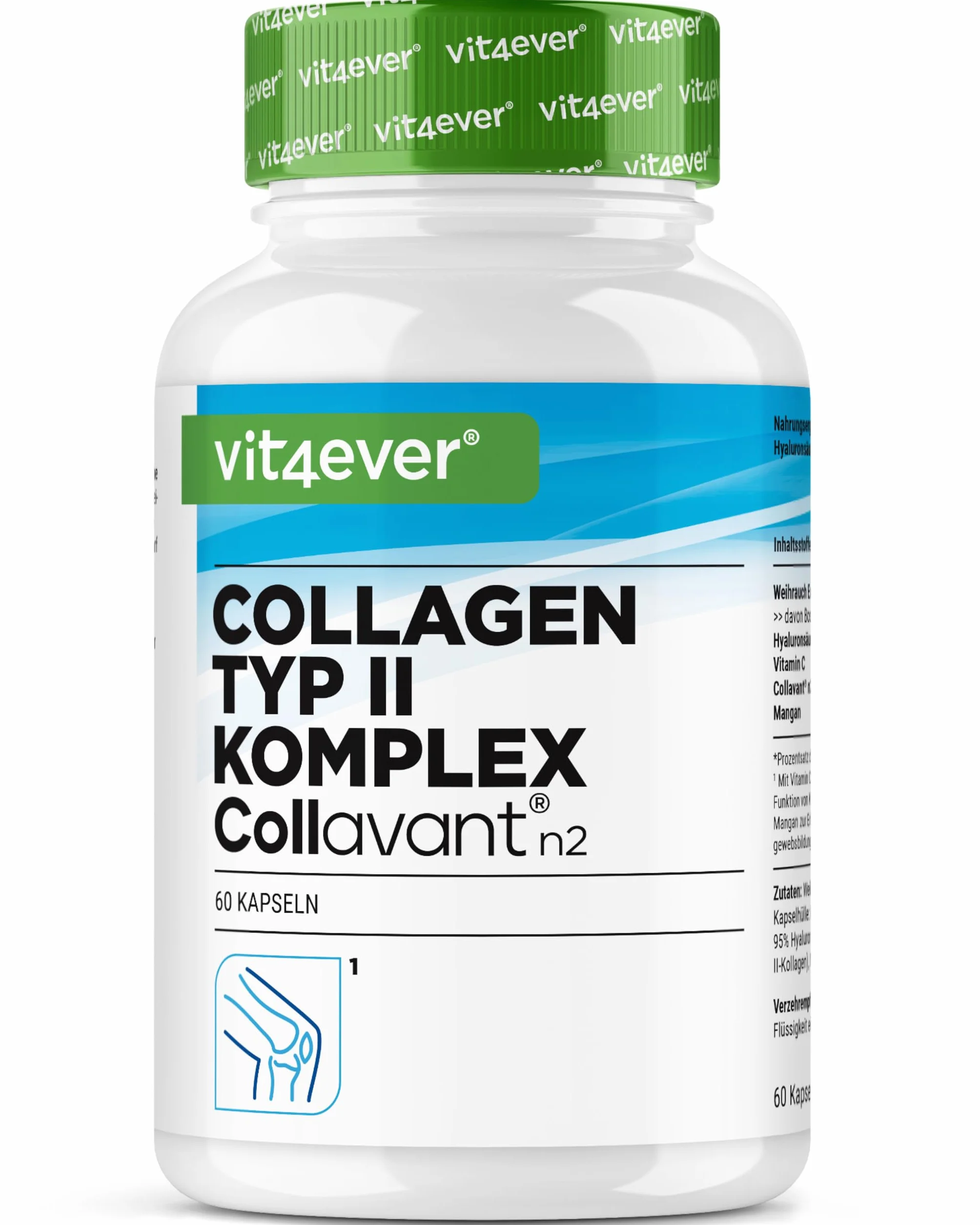 Complesso Collagene di tipo II con Collavant n2®, acido ialuronico, vitamina C, manganese per ossa e articolazioni