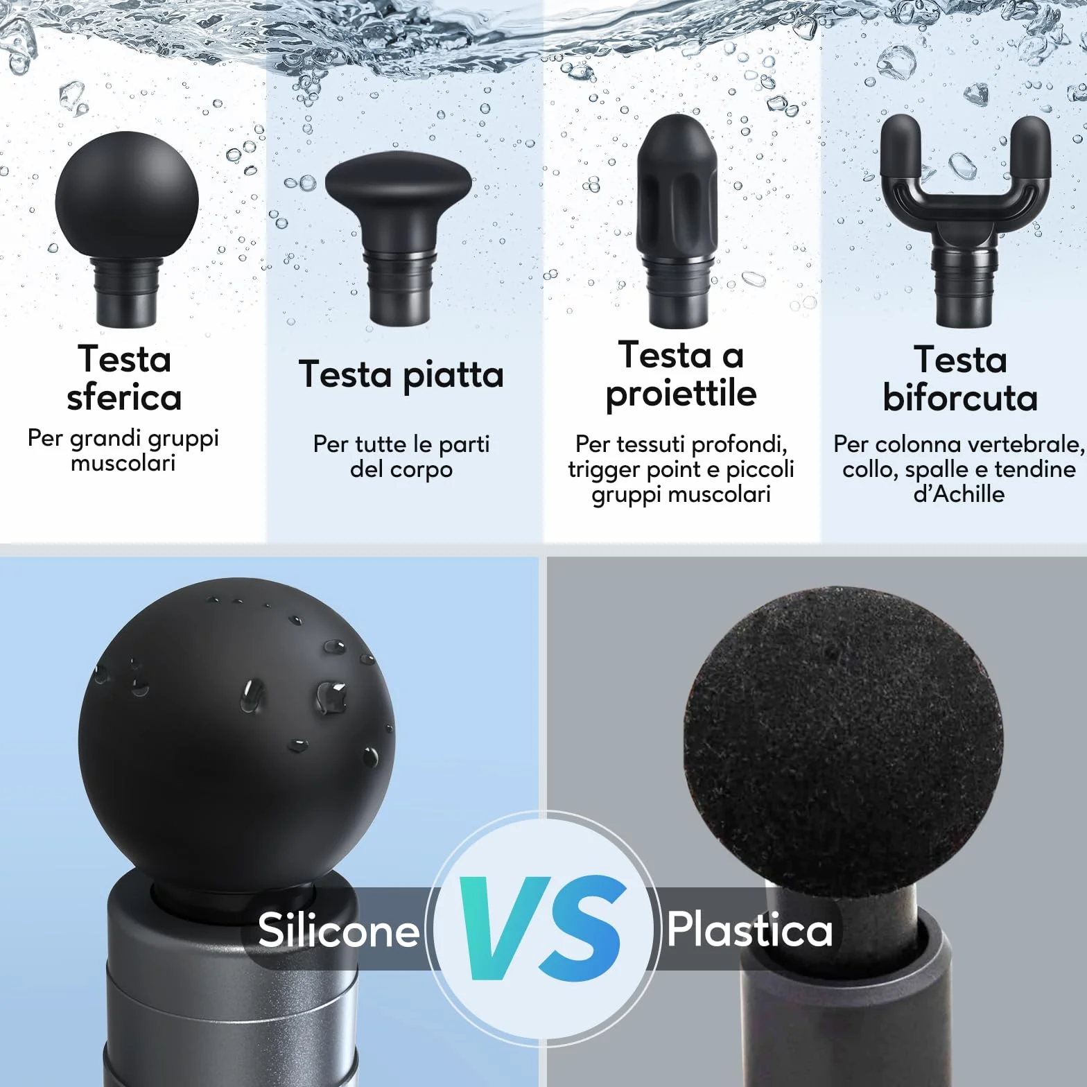 arboleaf Pistola Massaggio Muscolare Mini, Pistola Massaggiante, Massaggiatore Muscolare 5 Velocità 4 Testa in Silicone, 3200rpm Massage Gun Rumore Basso, Batteria 2000mAhx2 Ricarica di Tipo-C, Grigio