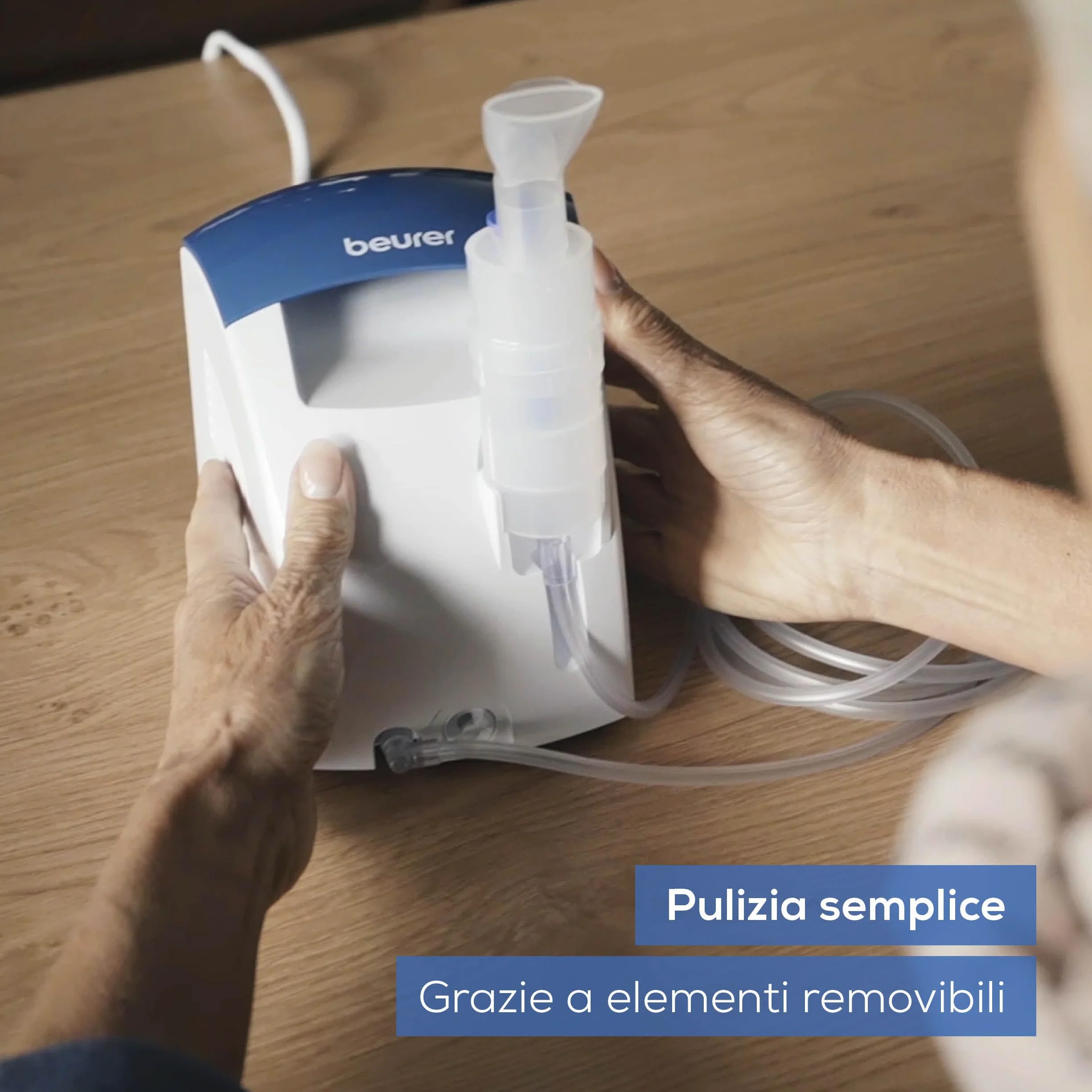Beurer IH 26 Aerosol Compressa con Doccia Nasale e Accessori, Bianco/Blu, 16.6 x 14.8 x 14.1 cm, 0.8-1.45 bar