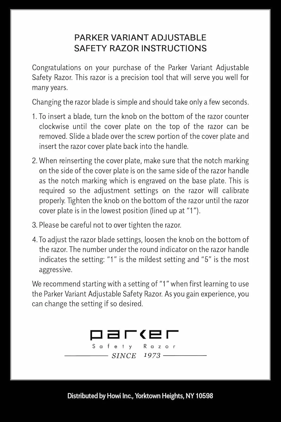 Parker Safety Razor Parker Variante regolabile doppio bordo rasoio di sicurezza e 5 Premium Blades - Cromo satinato