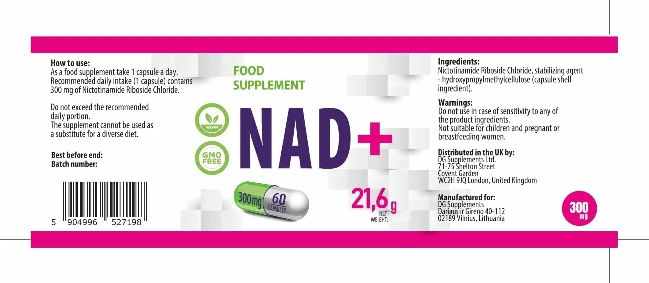 Hepatica NAD+ Nicotinammide Riboside 300 mg | 60 Capsule Vegane | Scorta 2 Mesi | Ingrediente Unico | GMP & laboratorio indipendente