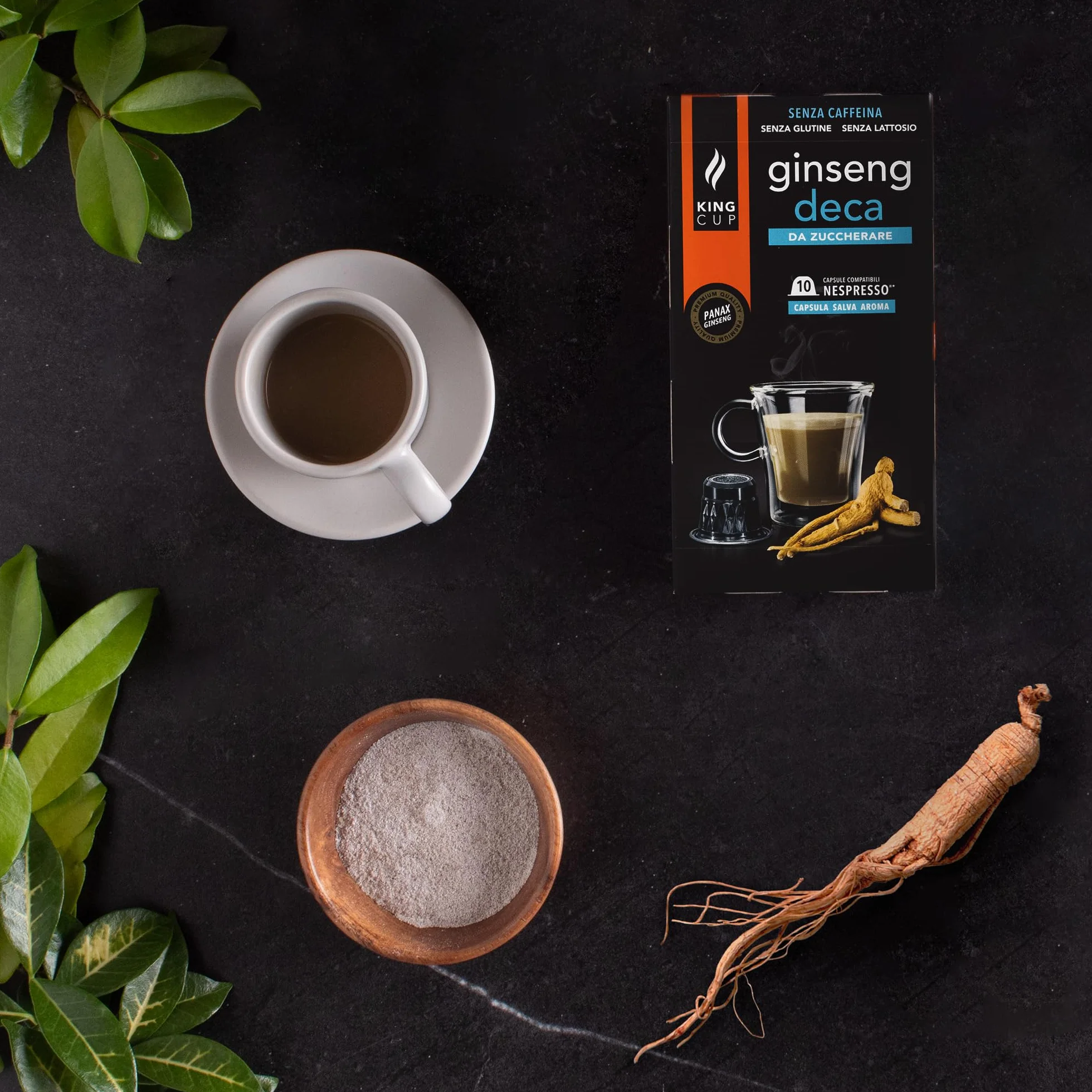 King Cup 5 Confezioni 50 Capsule Ginseng Deca Compatibili Nespresso Senza Glutine