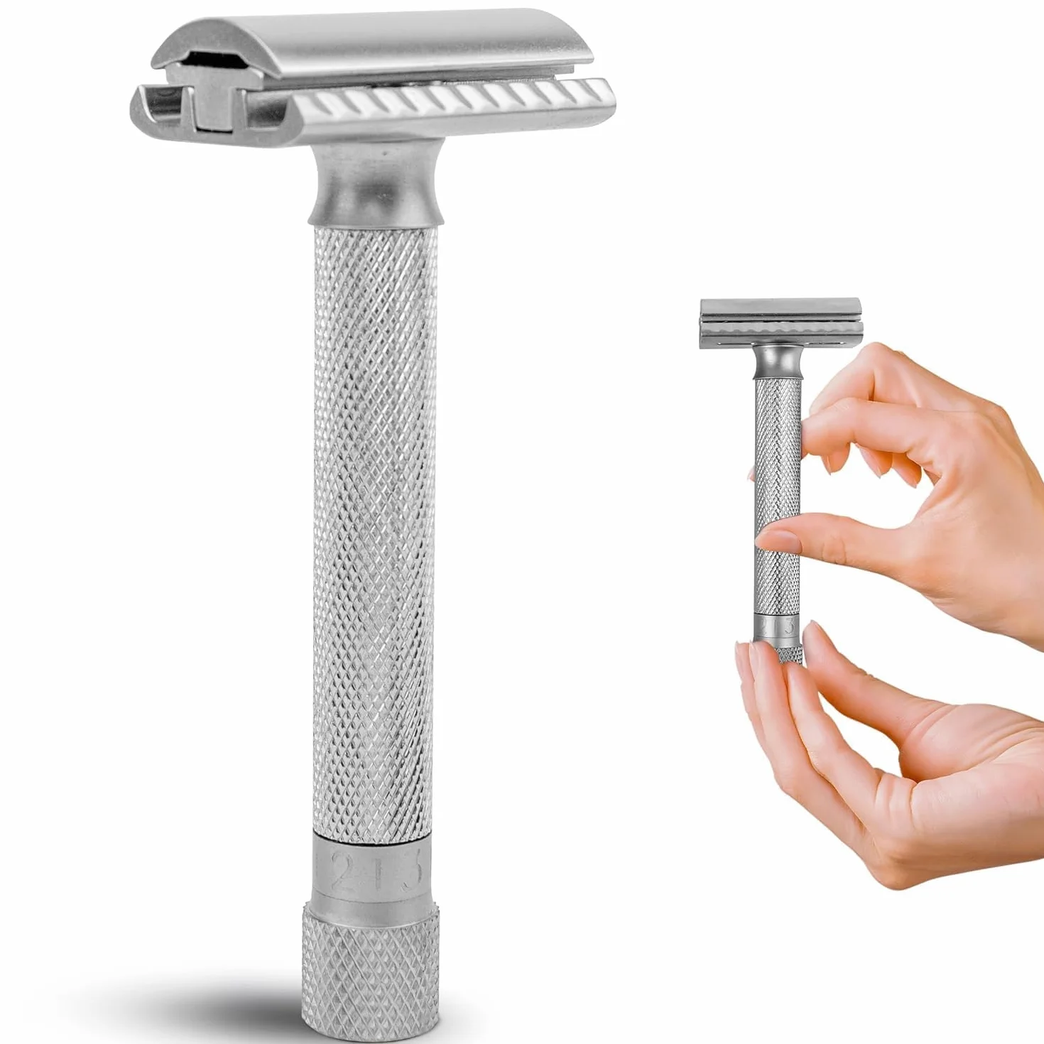 Parker Safety Razor Parker Variante regolabile doppio bordo rasoio di sicurezza e 5 Premium Blades - Cromo satinato