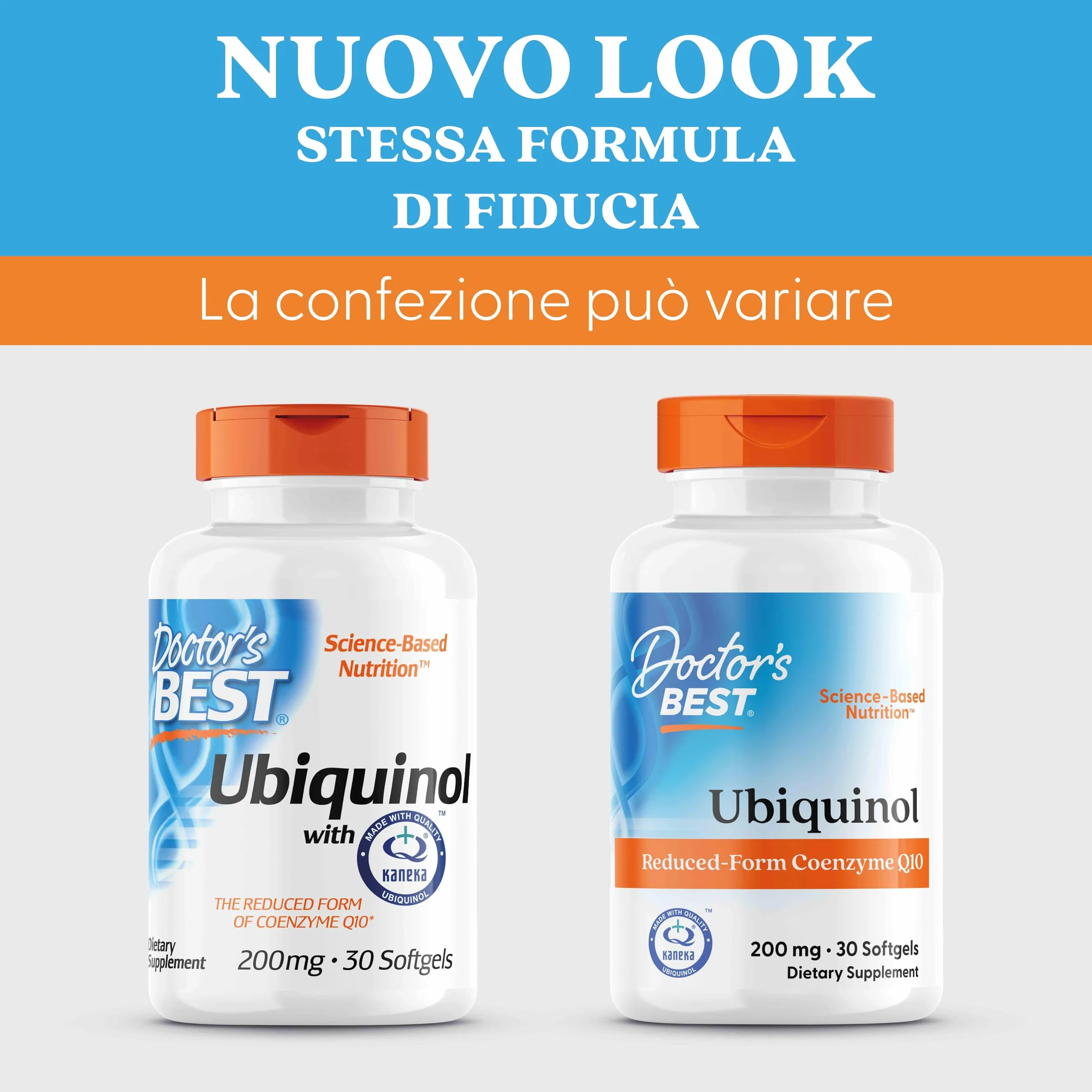 Doctor's Best, Ubiquinol, con Kaneka QH Ubiquinol, 200mg, 30 Capsule morbide, Coenzima Q10, Altamente Dosato, Testato in Laboratorio, Senza Soia, Senza Glutine, non OGM