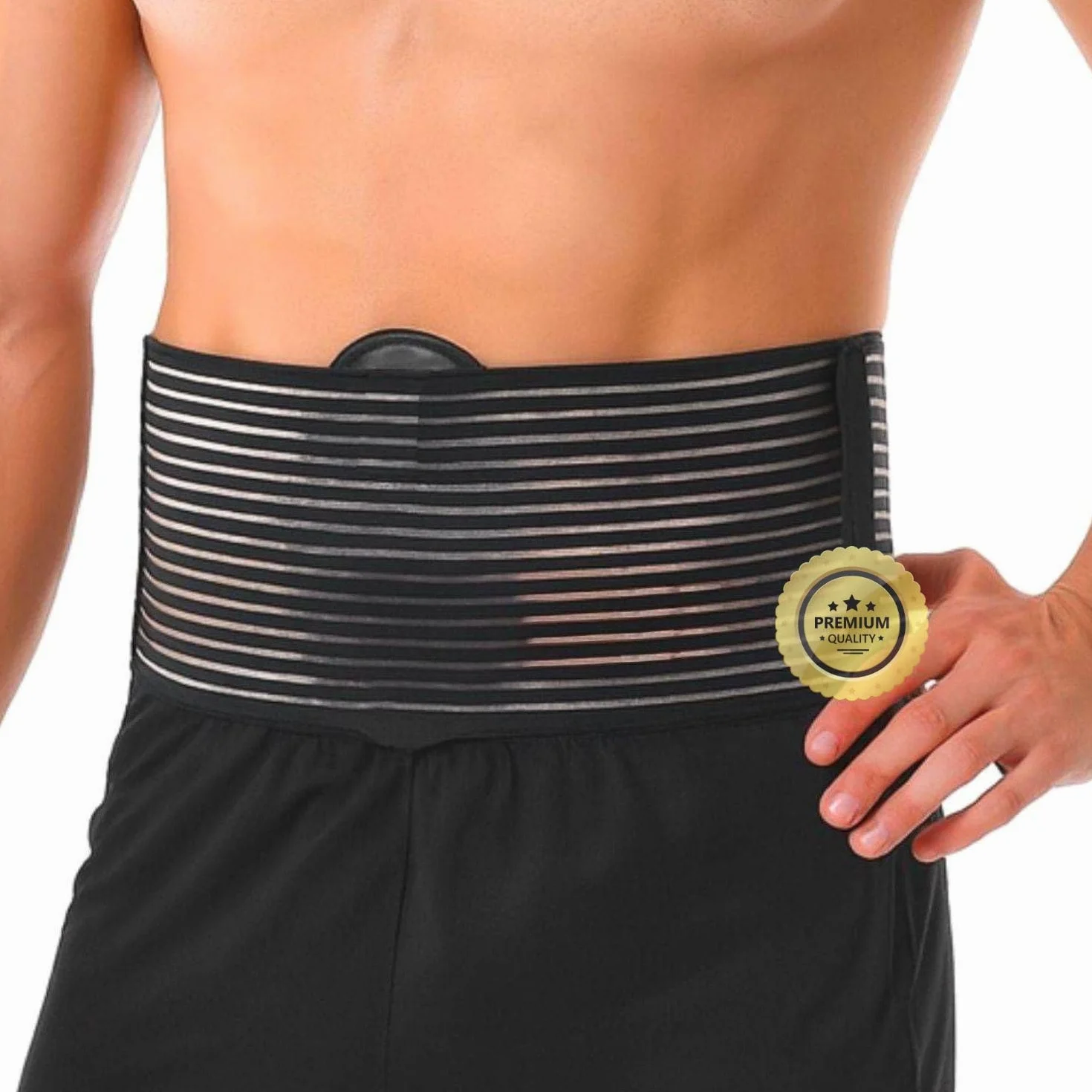 OrtoPrime Fascia Ernia Ombelicale Uomo & Donna – Fascia Addominale Contenitiva Post-Operatoria – Cintura Ernia Ombelicale Regolabile (Taglia S/M 70–90 cm)