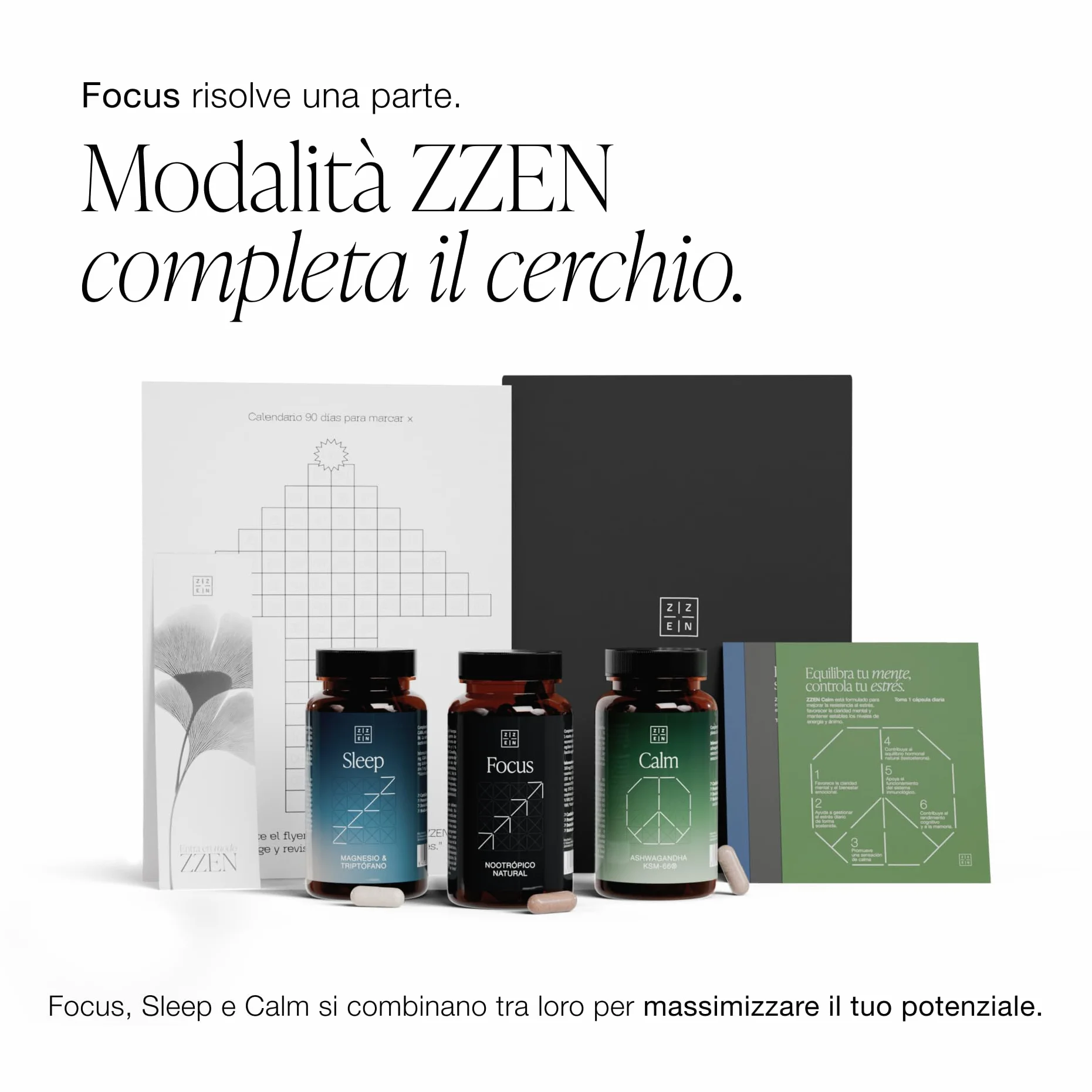 ZZEN FOCUS Nootropico Naturale Integratore Stanchezza Energia Concentrazione Memoria 60 Capsule