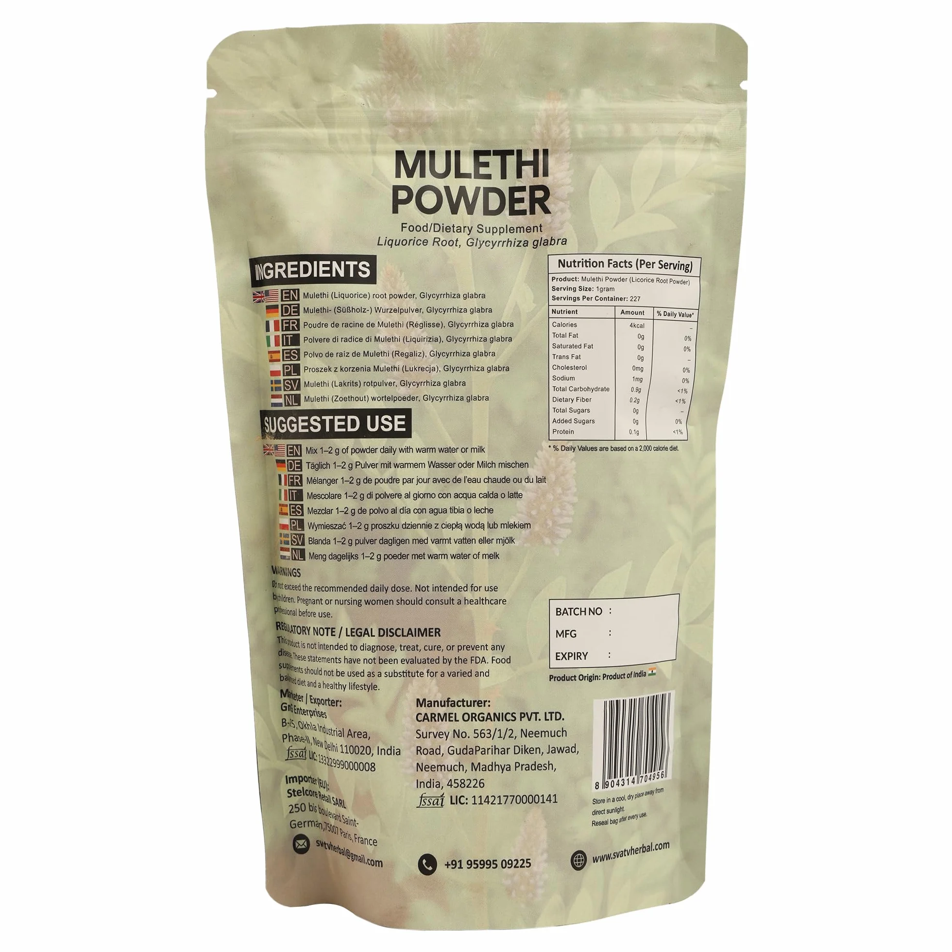 Liquirizia in polvere Pure Glycyrrhiza glabra Mulethi Yashtimadhu 227 g 500 g 227 g