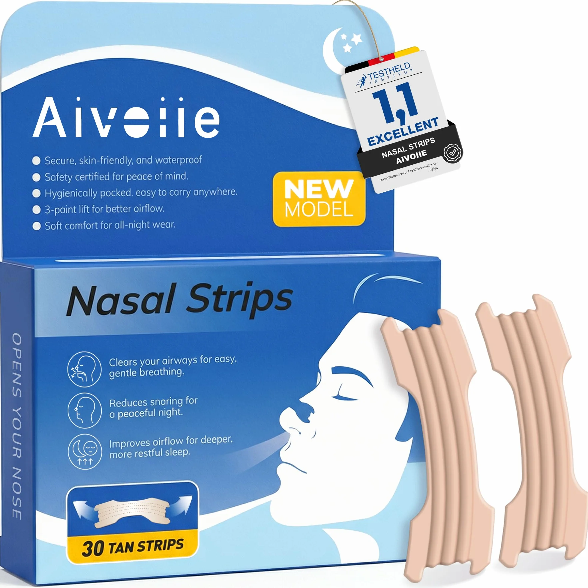 Cerotti Nasali Anti-Russamento Triple Cresta, Adesivo Professionale, Cerotti Pelle Traspiranti, Color Carne