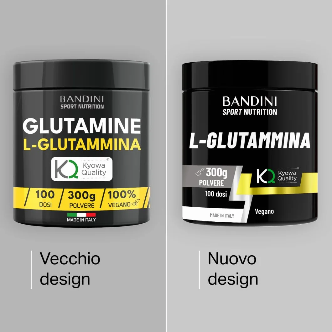 Bandini® L-Glutammina Kyowa® Quality Pura in Polvere - Aminoacido utile per Esercizi Fisici ad Alta Intensità - Rinforza la Massa Muscolare - Glutammina POWDER 100% Vegan - Confezione da 300g