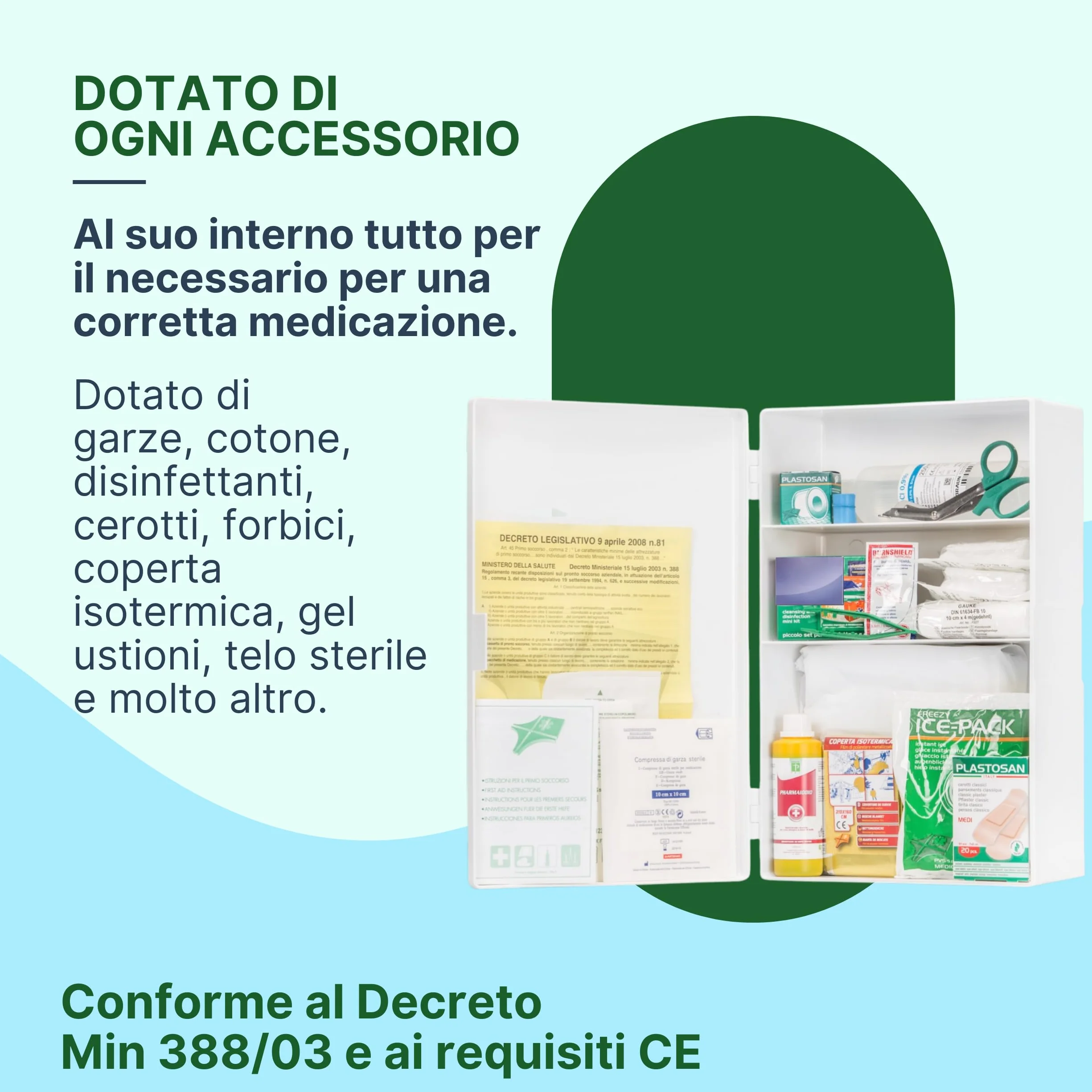 REMEDIA ONE Cassetta Pronto Soccorso Aziendale 3 Ante 2 Ripiani Chiusura a Scatto Bianco