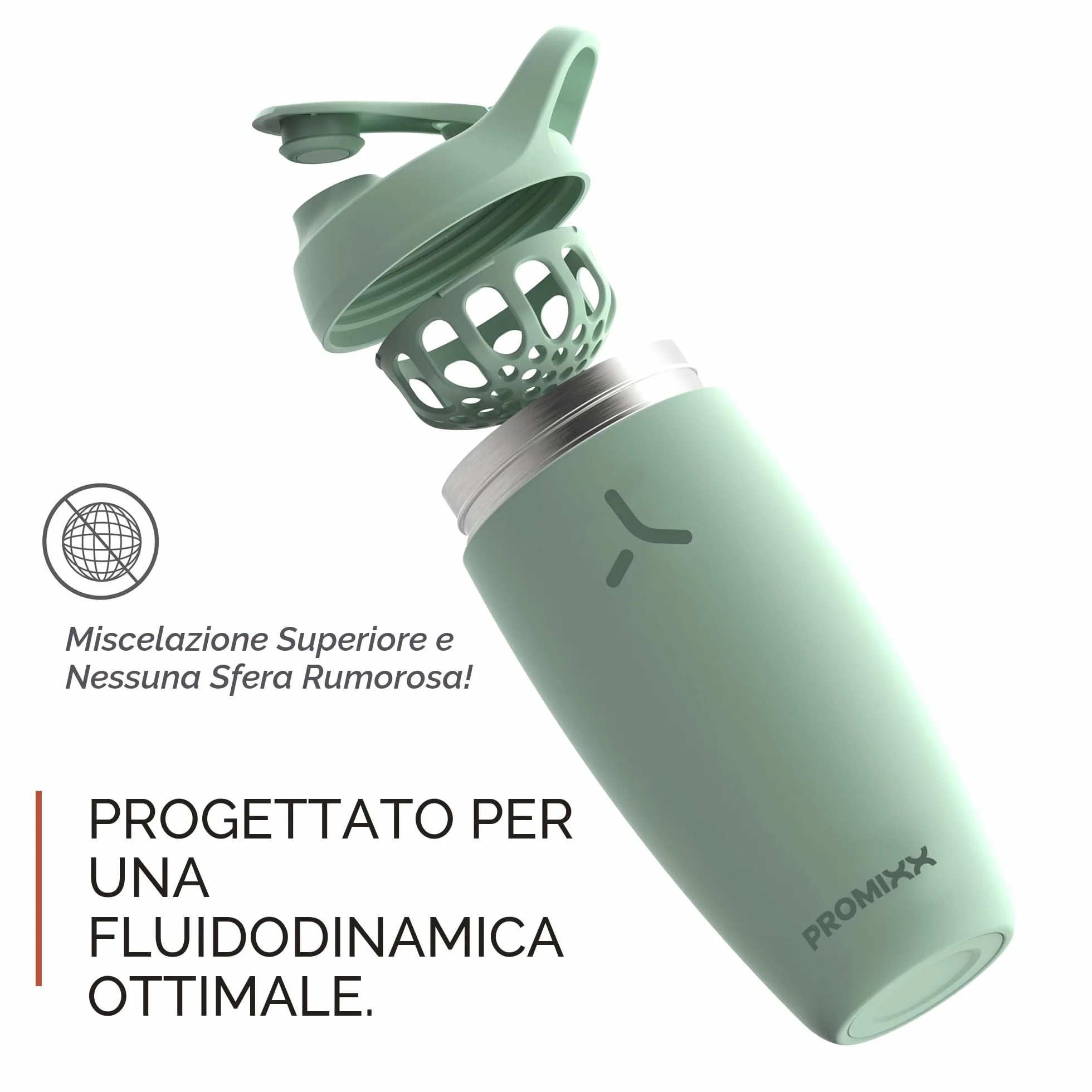 Promixx Pursuit Shaker Bottle New Edition - Borraccia termica in acciaio inox e tazza frullatore, 550ml, Grigio Grafite