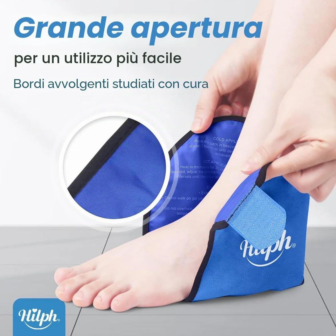 Hilph Sacco di Ghiaccio per Caviglia Riutilizzabile, Borsa Terapia Freddo e Caldo per Caviglia con Fascia Regolabile - Riduce Dolore, Gonfiore da Distorsioni, Stiramenti e Infiammazioni