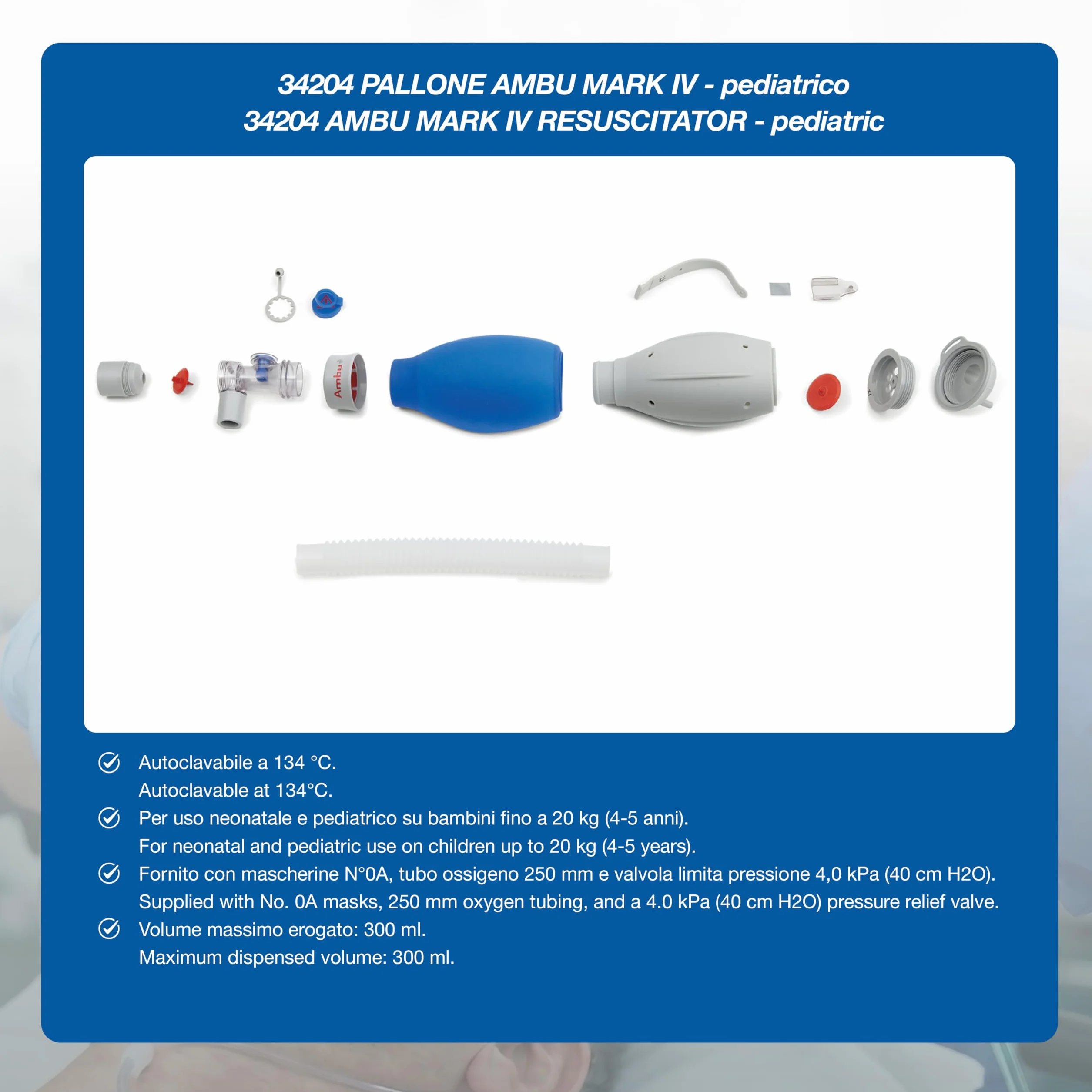 AMBU Pallone ambu Mark IV per adulti e bambini reservoir 1500 ml