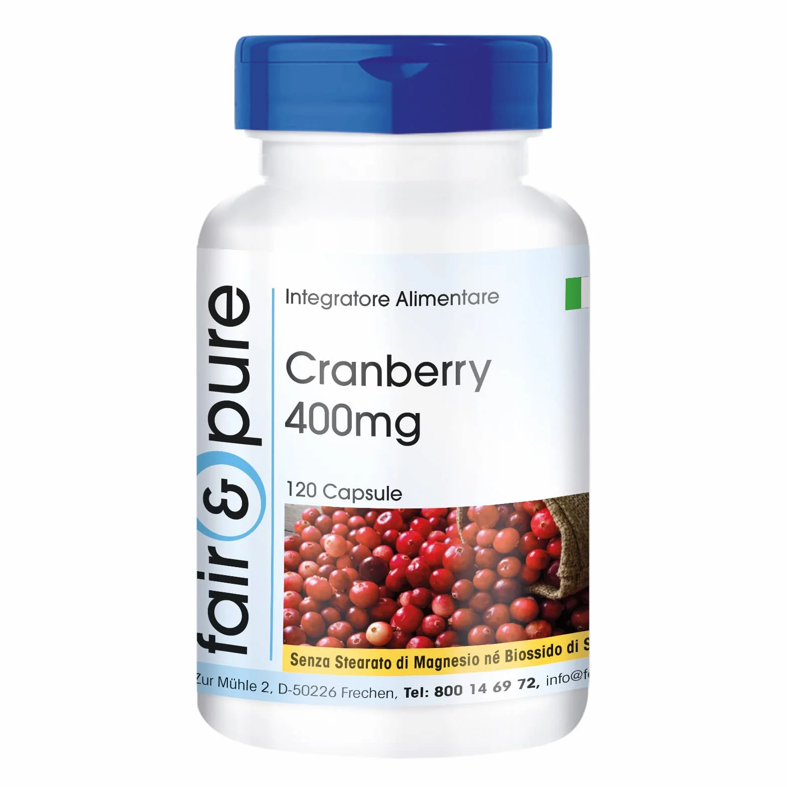 Fair & Pure ® Estratto di Mirtillo rosso 400mg - Estratto di Cranberry 30.000 mg (30g) - Vegan - 120 Capsule