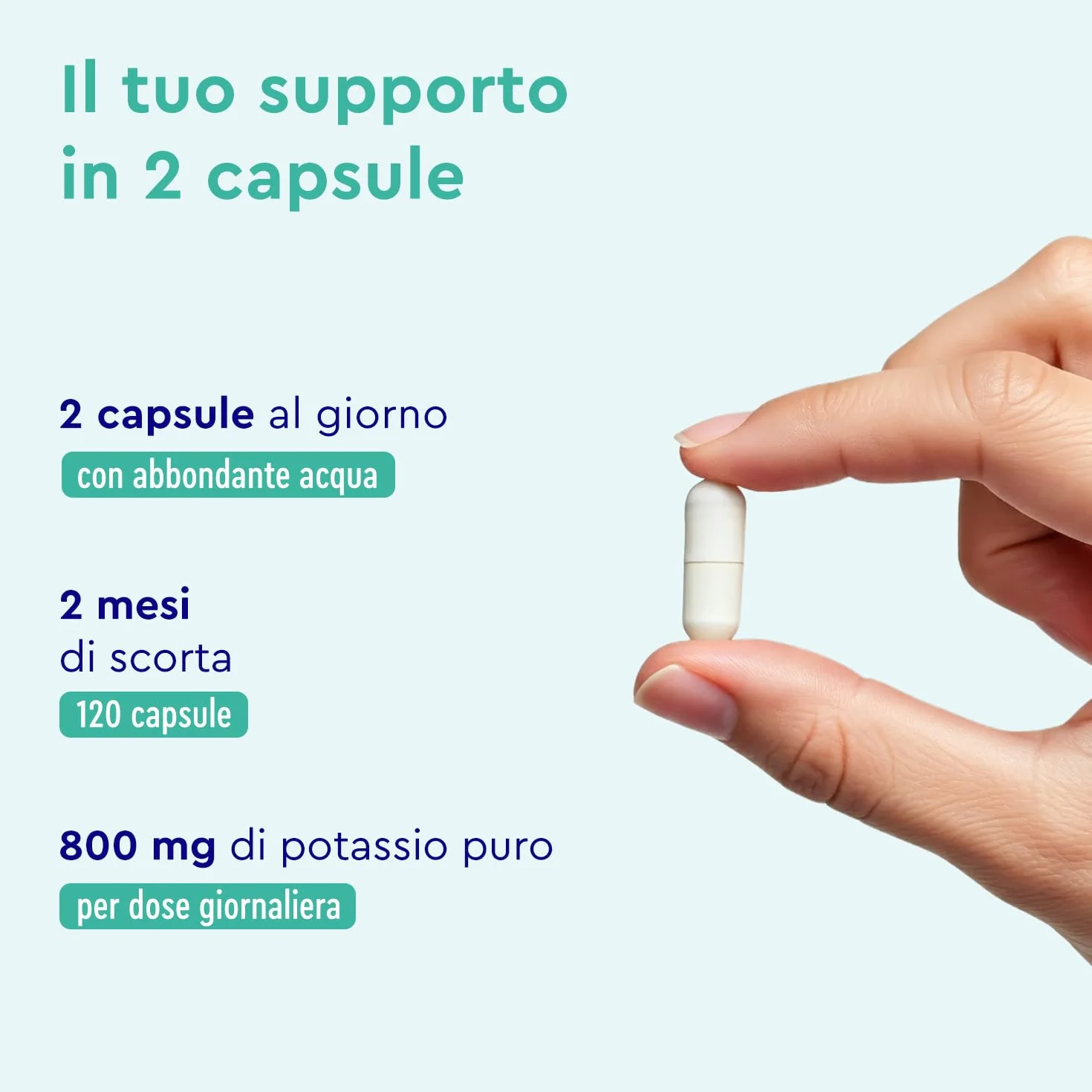 Potassio 120 Capsule (2 Mesi) - 800mg Potassio Elementare (Citrato) alto Dosaggio - Per Pressione Sanguigna, Funzione Muscolare e Sistema Nervoso* - Vegano, Testato in Laboratorio e senza Additivi