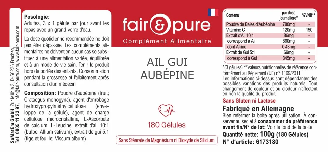 Fair & Pure® - Estratto di Aglio con Vischio e Biancospino - Vegan - 180 Capsule