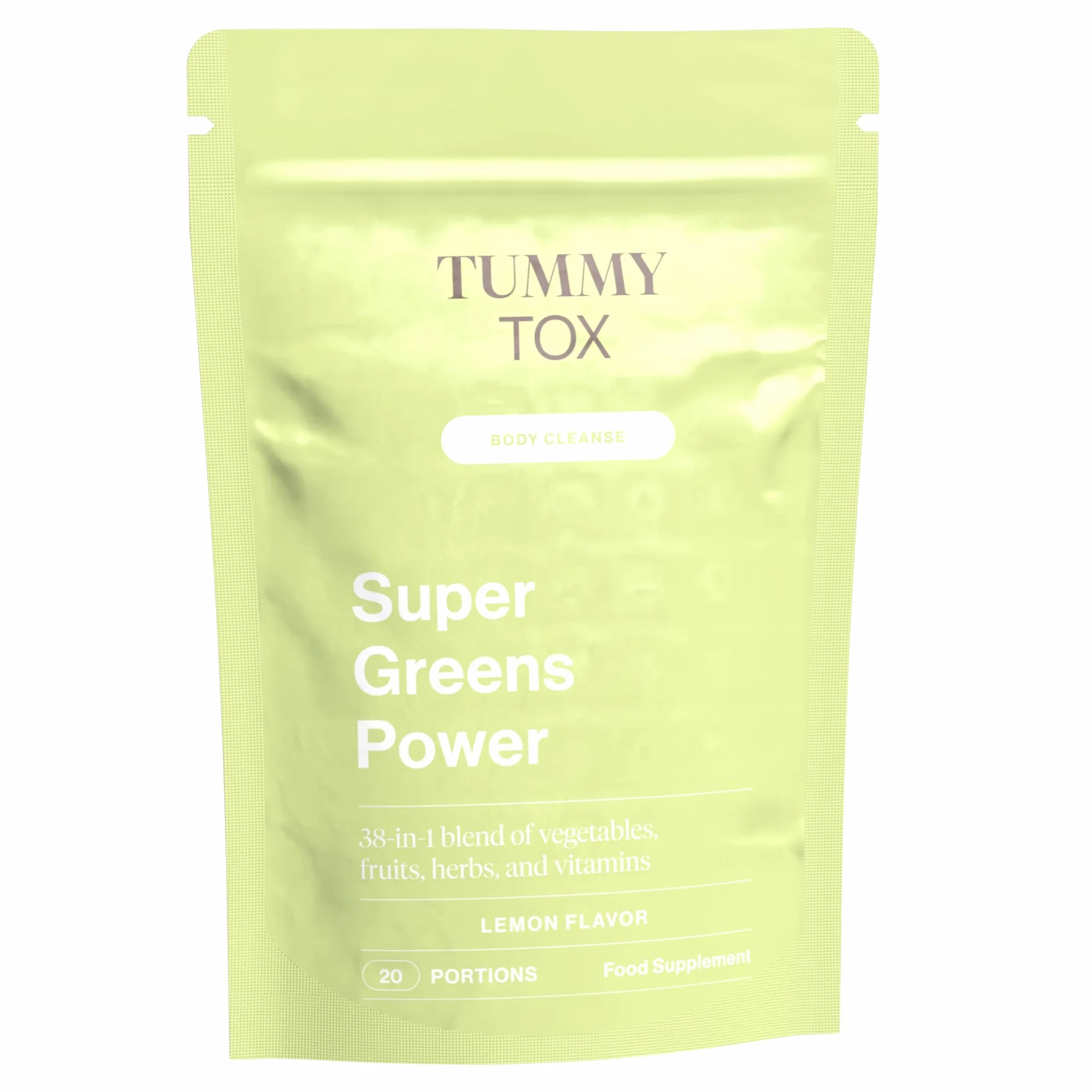 Super Greens Power con Guaranà, Inulina e Tè Verde - Gusto Limone - Bevanda Supergreen in Polvere con Radice di Cicoria, Carciofo, Colina e Vitamine - 160 g - TummyTox