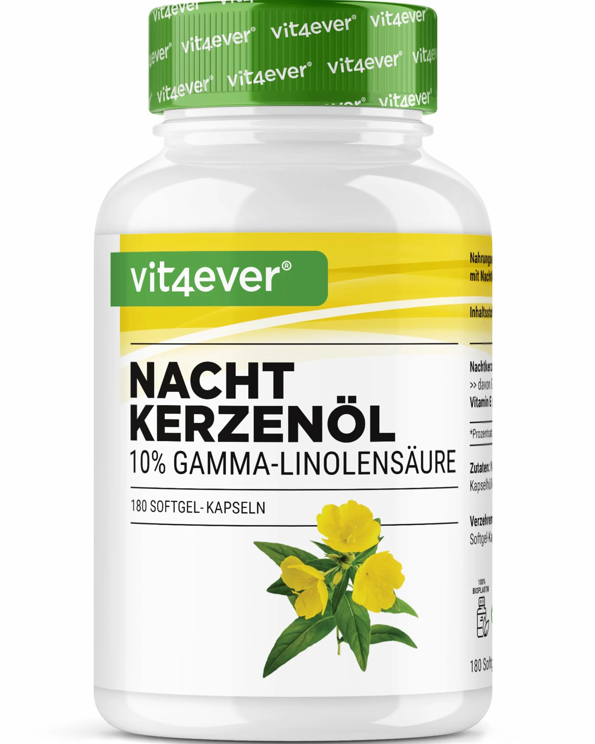 Olio di enotera 180 capsule 2000 mg per dose acido gamma-linolenico GLA 10% vitamina E pressato a freddo