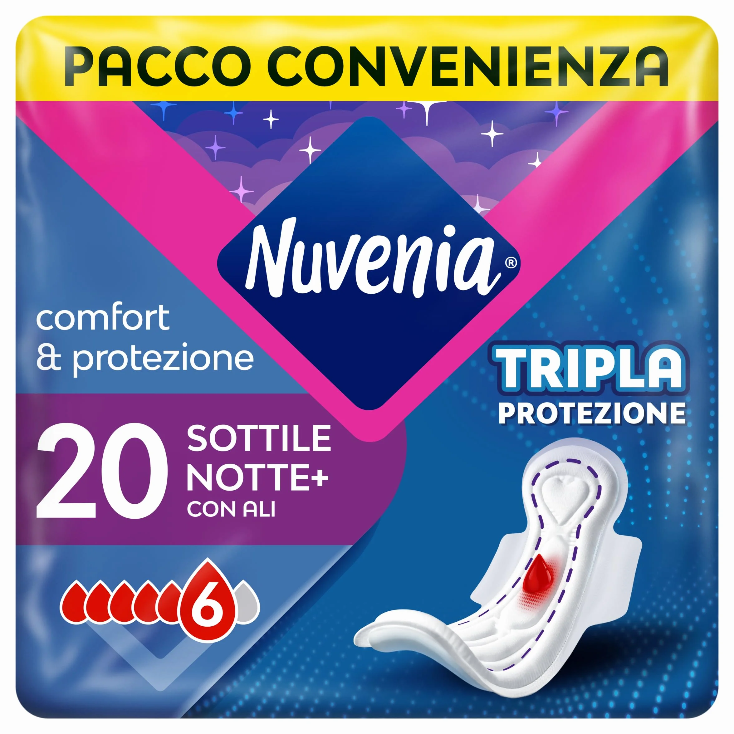 Nuvenia Assorbente Sottile Notte con Ali Confezione da 20