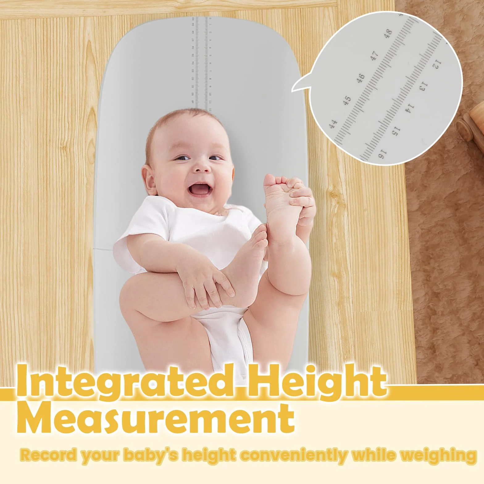 LIFEZEAL Bilancia Neonati 150kg con Misura Altezza, Schermo LED, Smontabile, Antiscivolo