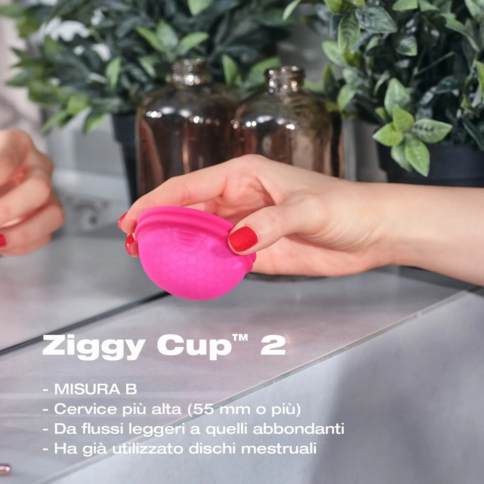 INTIMINA Ziggy Cup 2 - Disco Mestruale Riutilizzabile Extra-Sottile con Design Flat-fit Menstrual Cup, Coppette Mestruali, (Misura B)