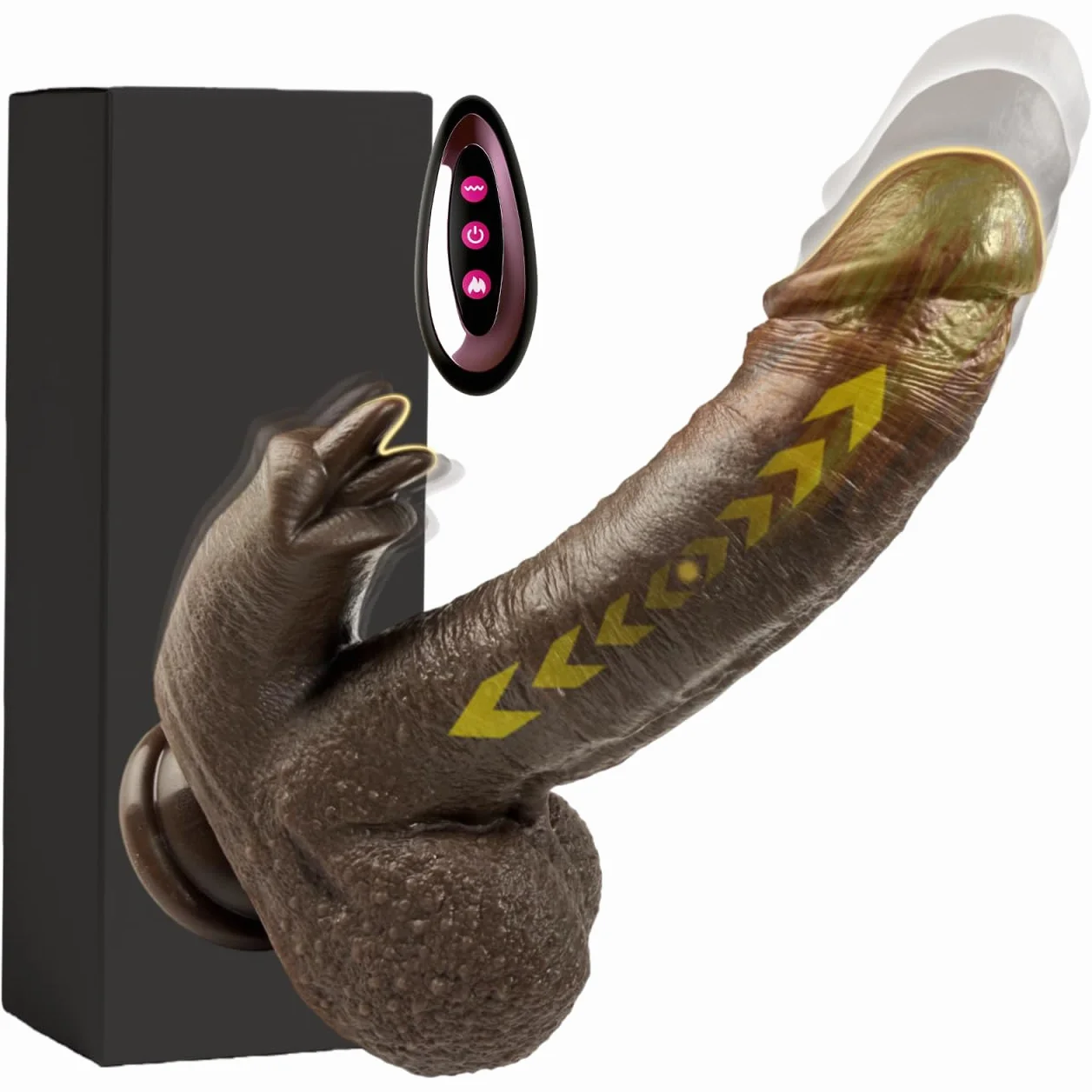 Dildo Anale Vibratoreper Stimolatore Clitoride Vibratore Anale Stimolatore Clitoride Femminile Sexytoysys Dildos Realistico Vibrante 9 Vibrazione 3 Spinta Riscaldamento, Nero